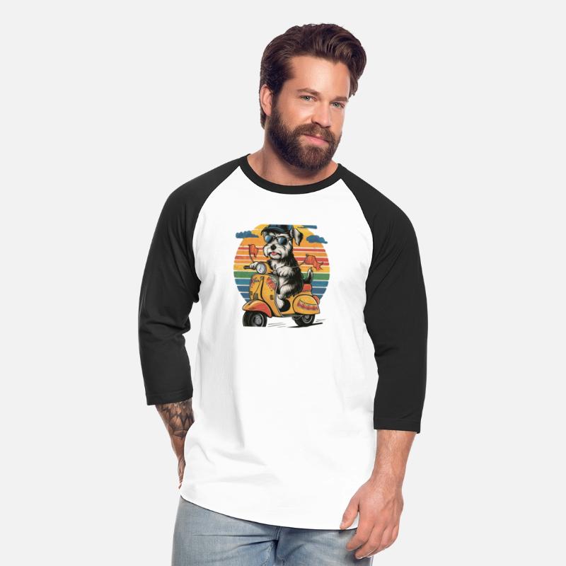 Joyful Companion: Adorable Schnauzer Riding a Scoo