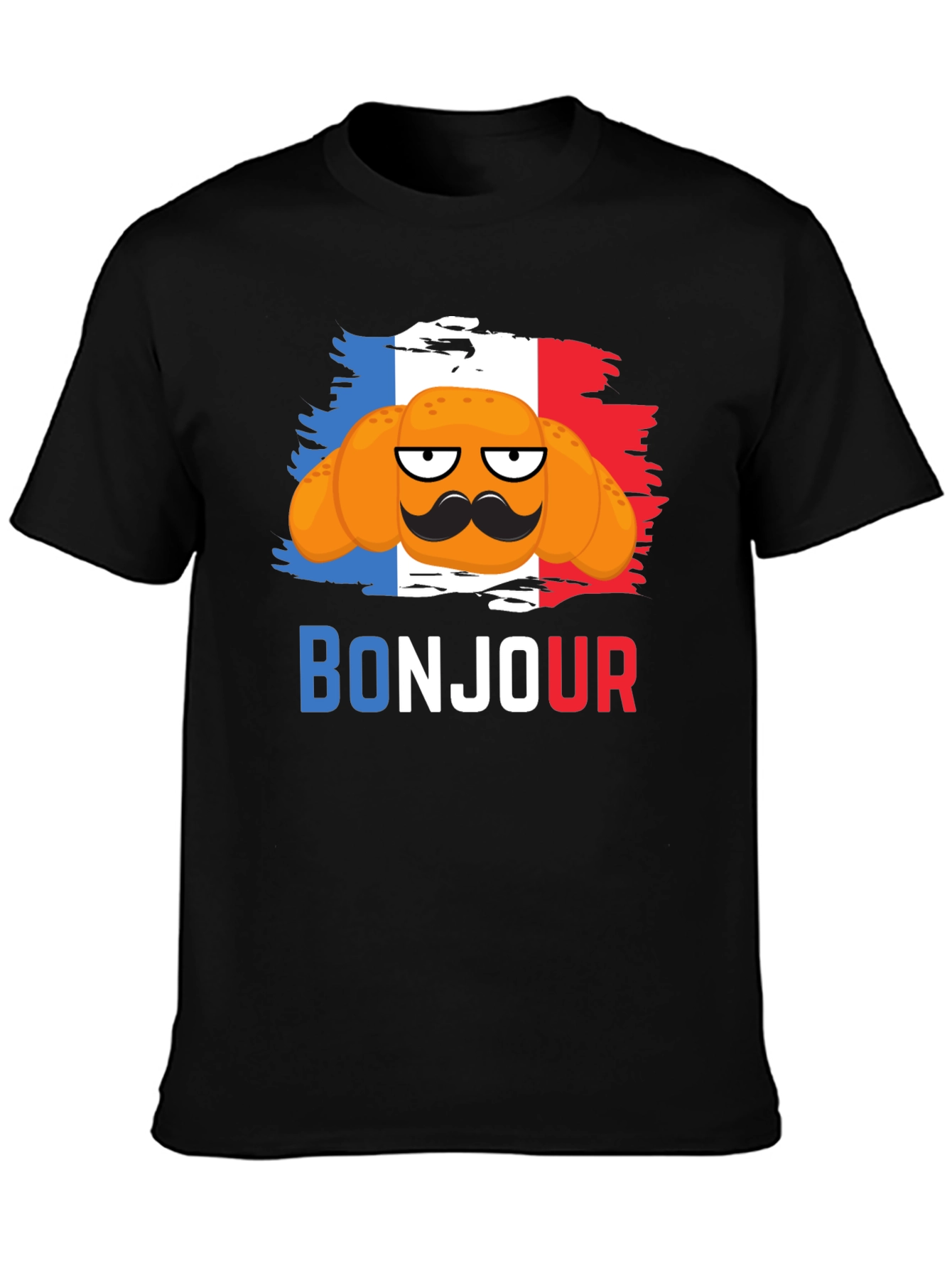 Bonjour Croissant T-Shirt - French Flag
