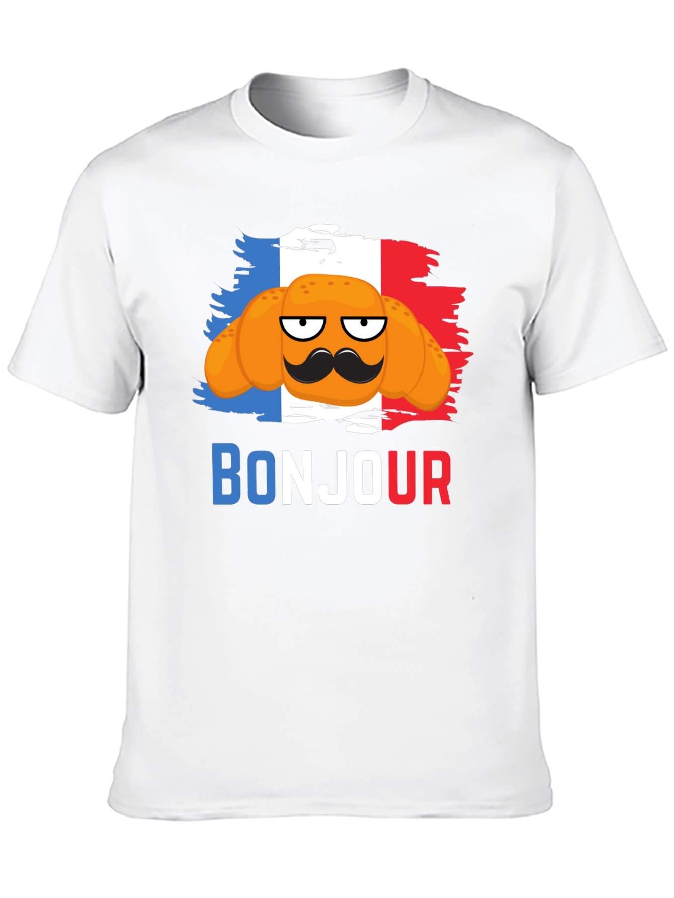 Bonjour Croissant T-Shirt - French Flag