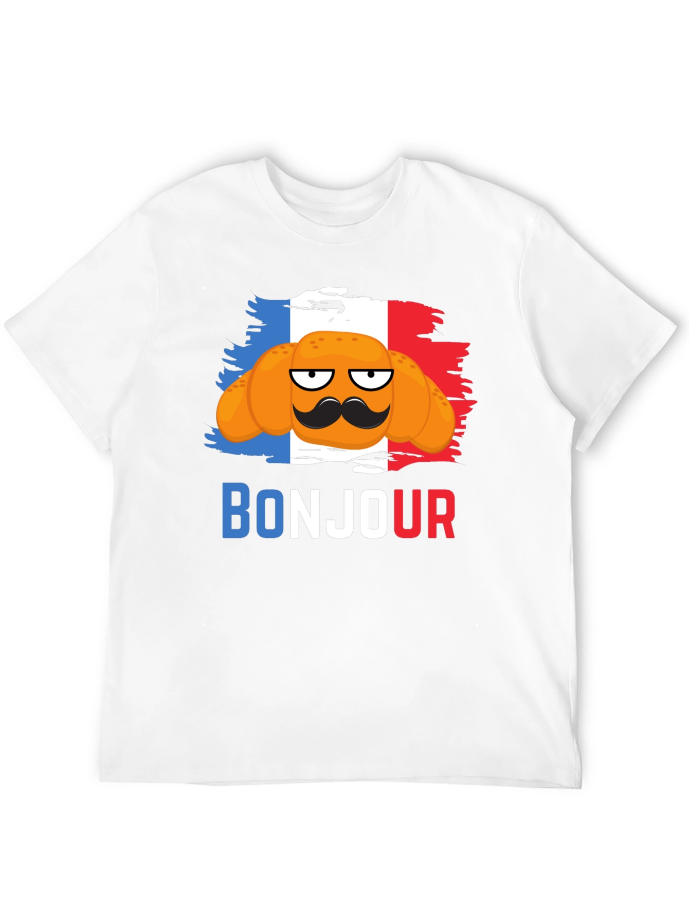 Bonjour Croissant T-Shirt - French Flag