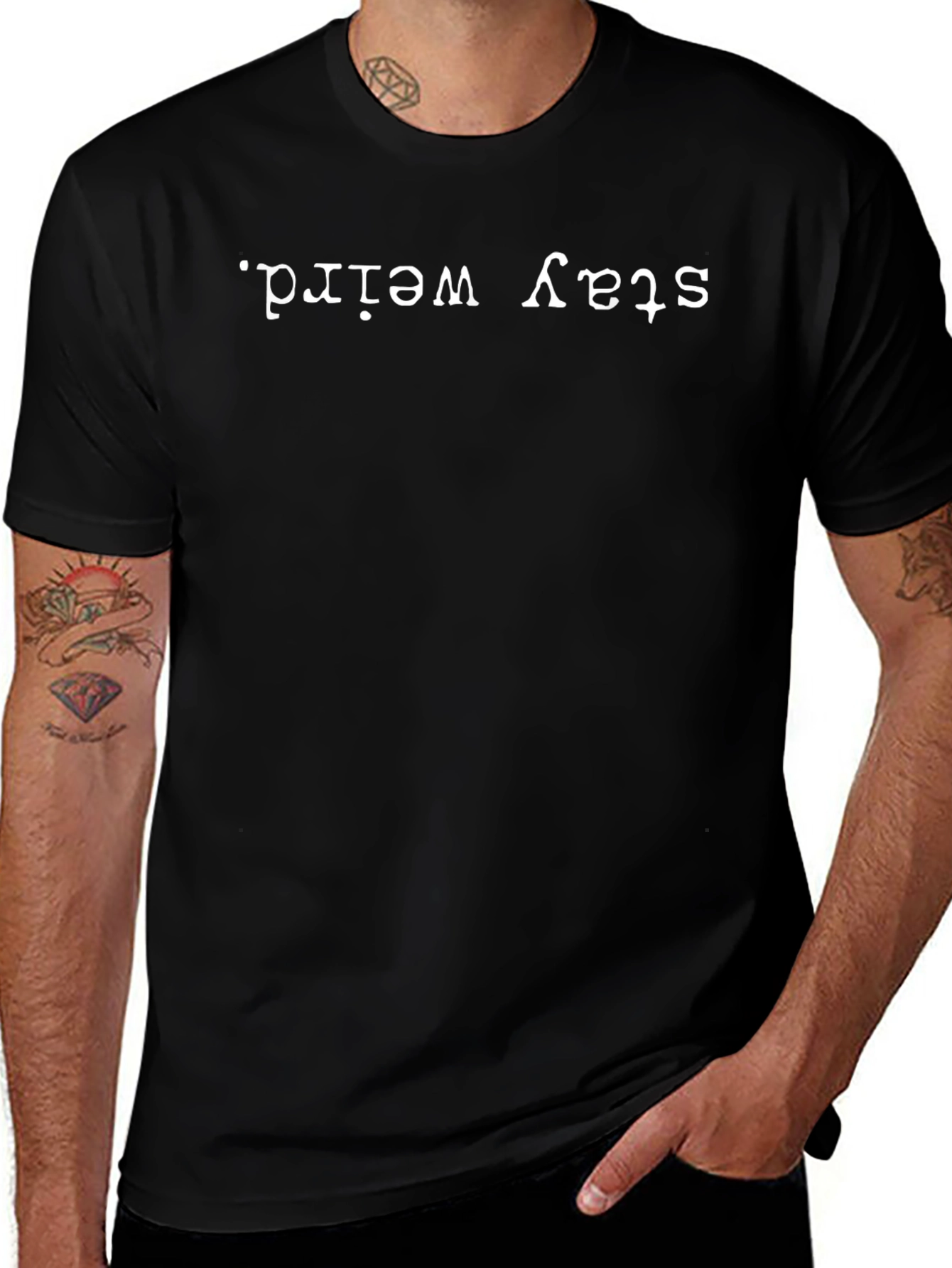 Stay Weird Black Graphic Tee - Unisex