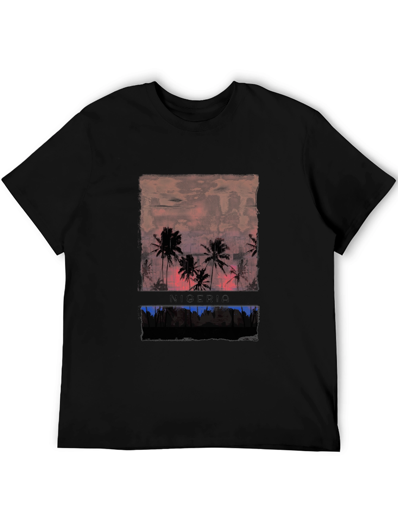 Nigeria Sunset Graphic Tee - Black Cotton T-Shirt