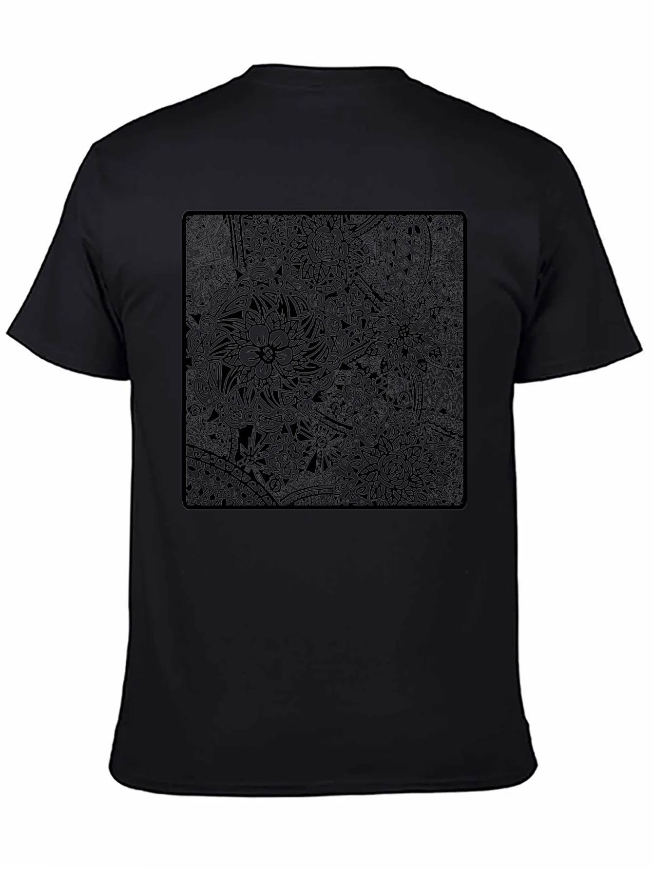 Abstract Floral Print Black T-Shirt