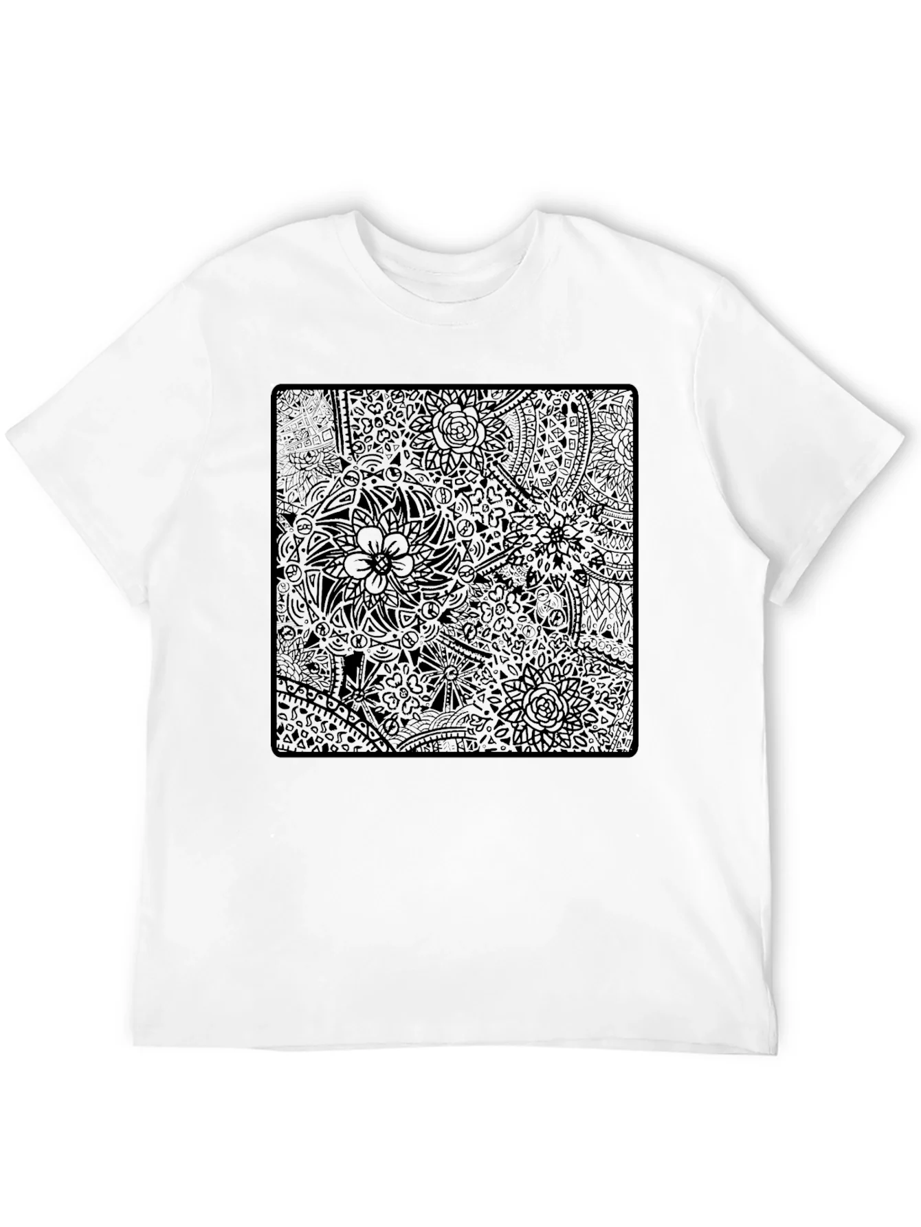 Abstract Floral Print Black T-Shirt