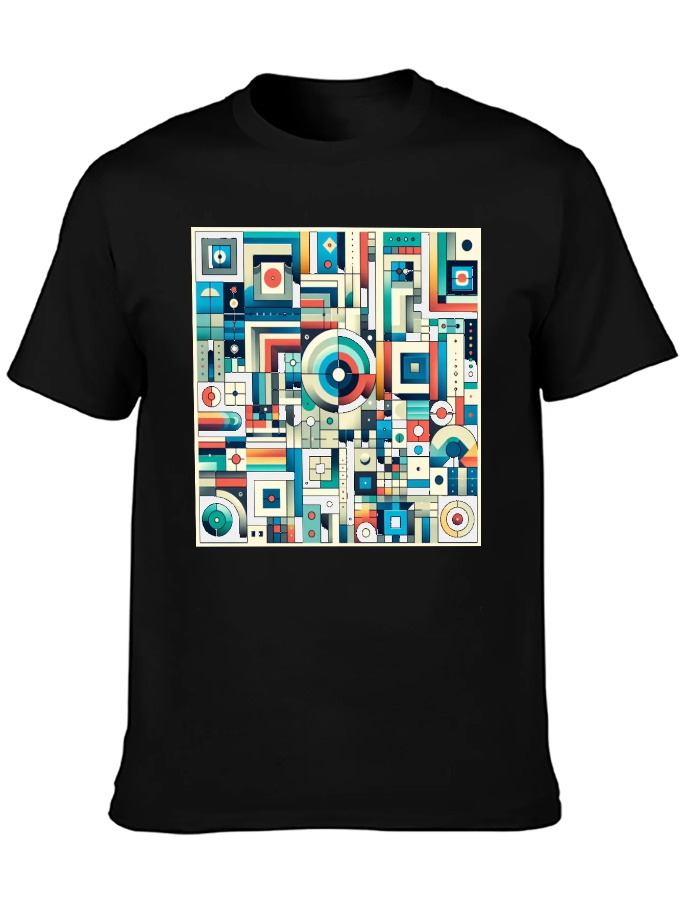 Geometric Abstract Print Black T-Shirt