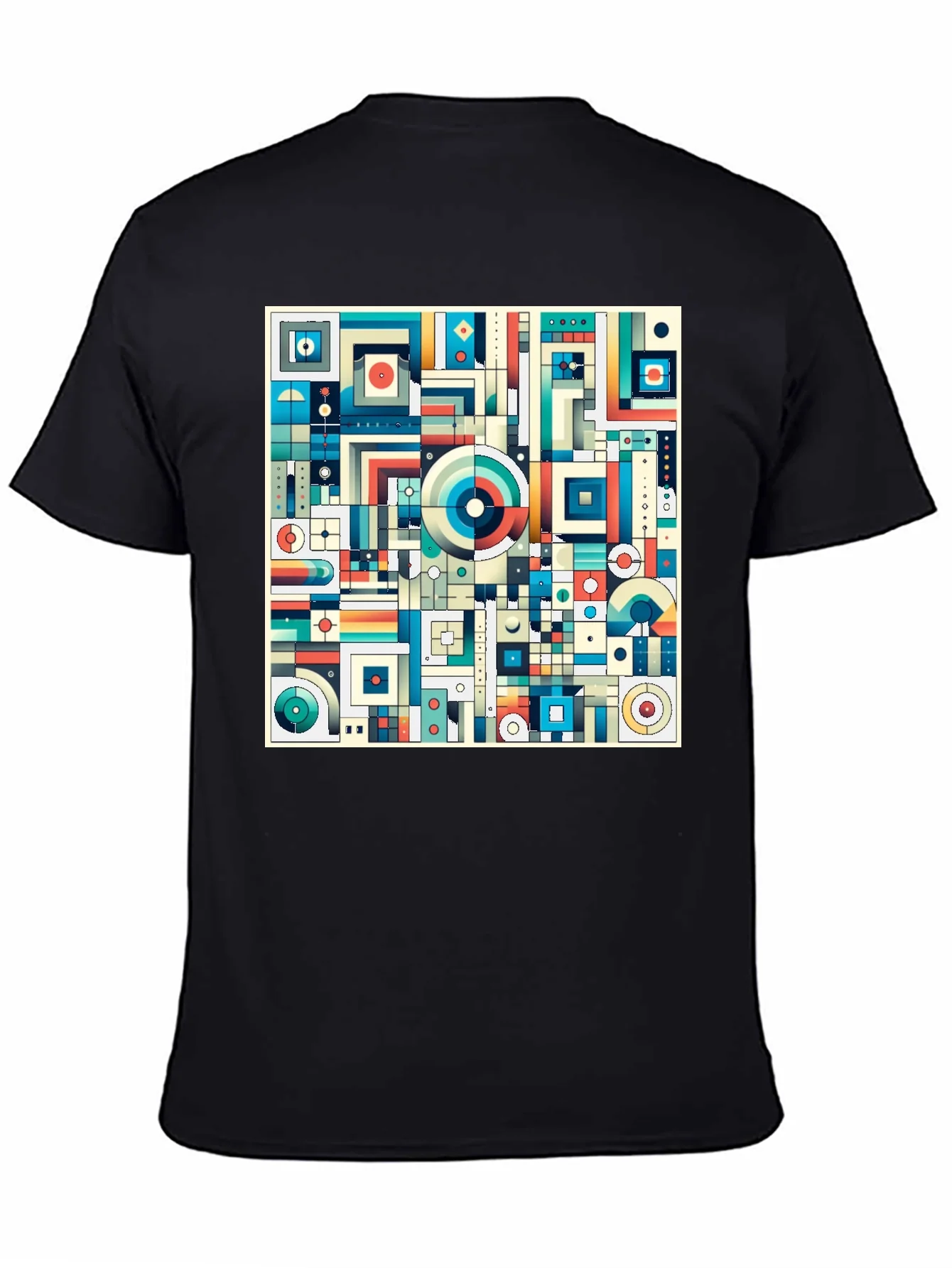 Geometric Abstract Print Black T-Shirt