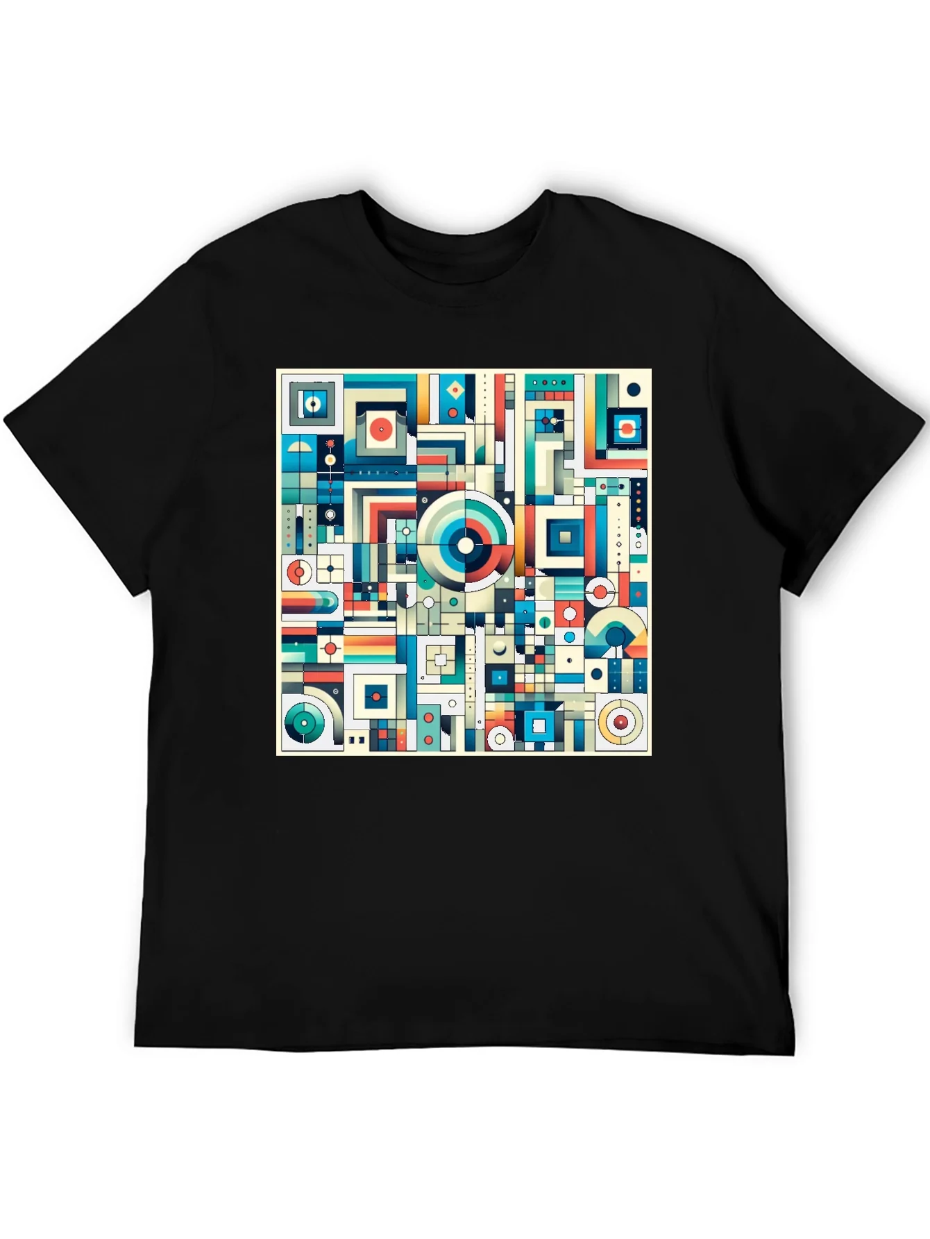 Geometric Abstract Print Black T-Shirt