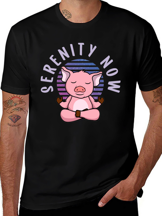 Serenity Now Pig Mens Black T-Shirt