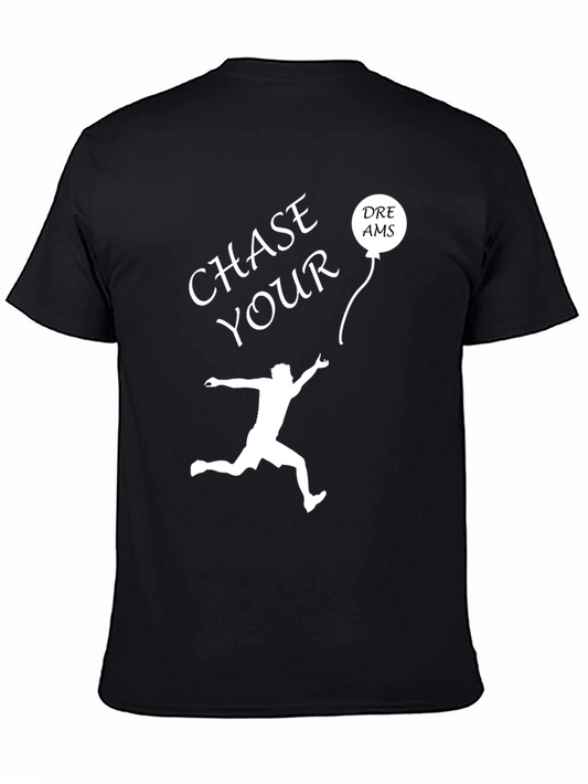 Chase Your Dreams Graphic Tee - Motivational Black T-Shirt