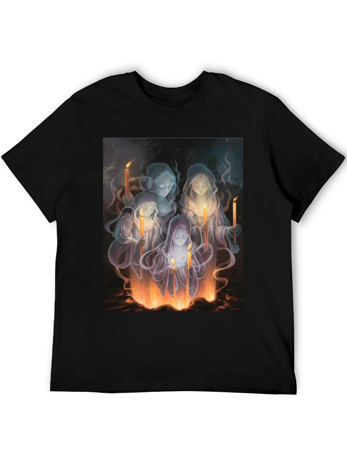 Ethereal Candle Maiden Black T-Shirt
