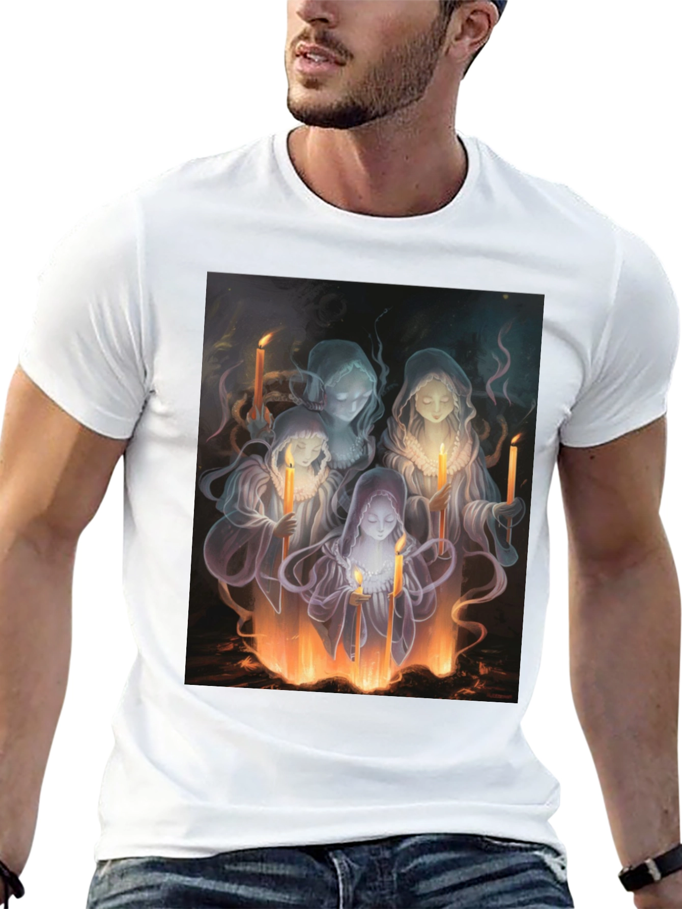 Ethereal Candle Maiden Black T-Shirt