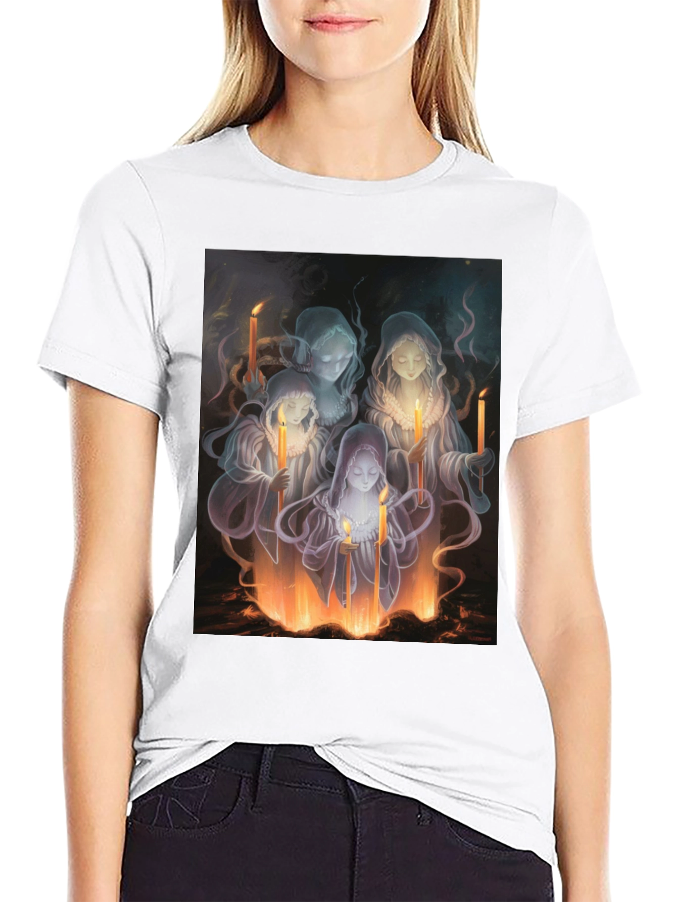 Ethereal Candle Maiden Black T-Shirt