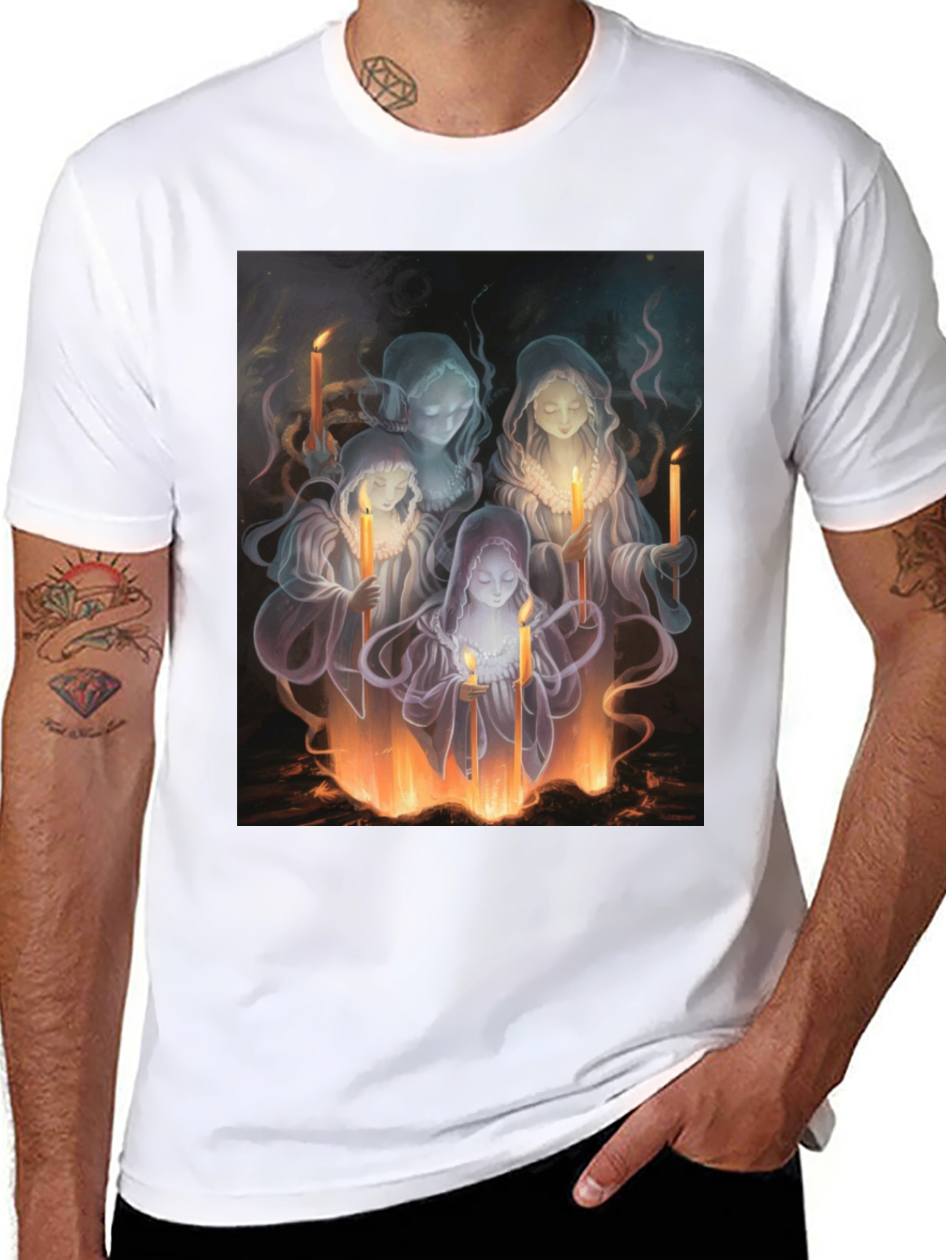 Ethereal Candle Maiden Black T-Shirt