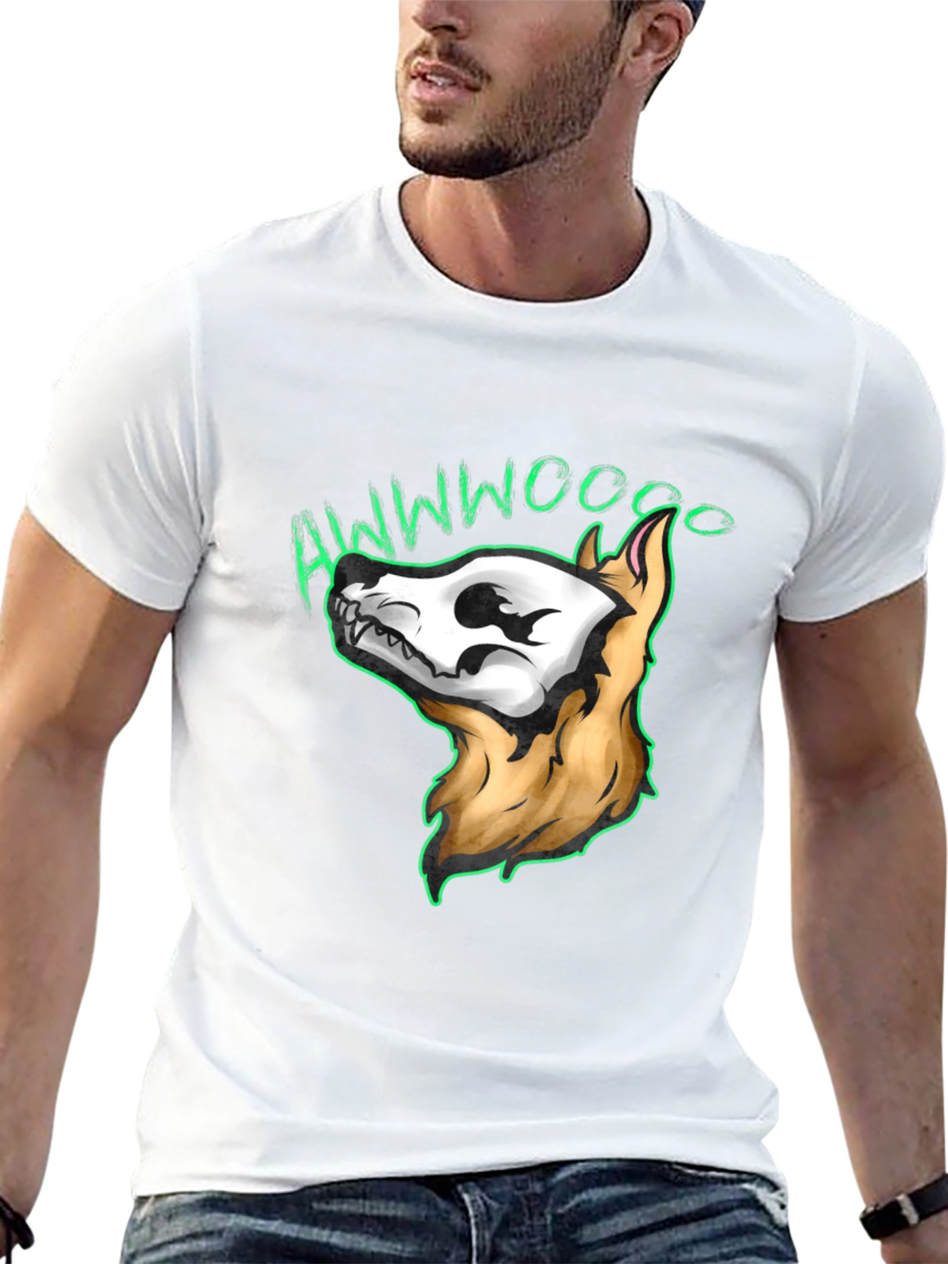 Awwwwoooo Skeleton Dog T-Shirt