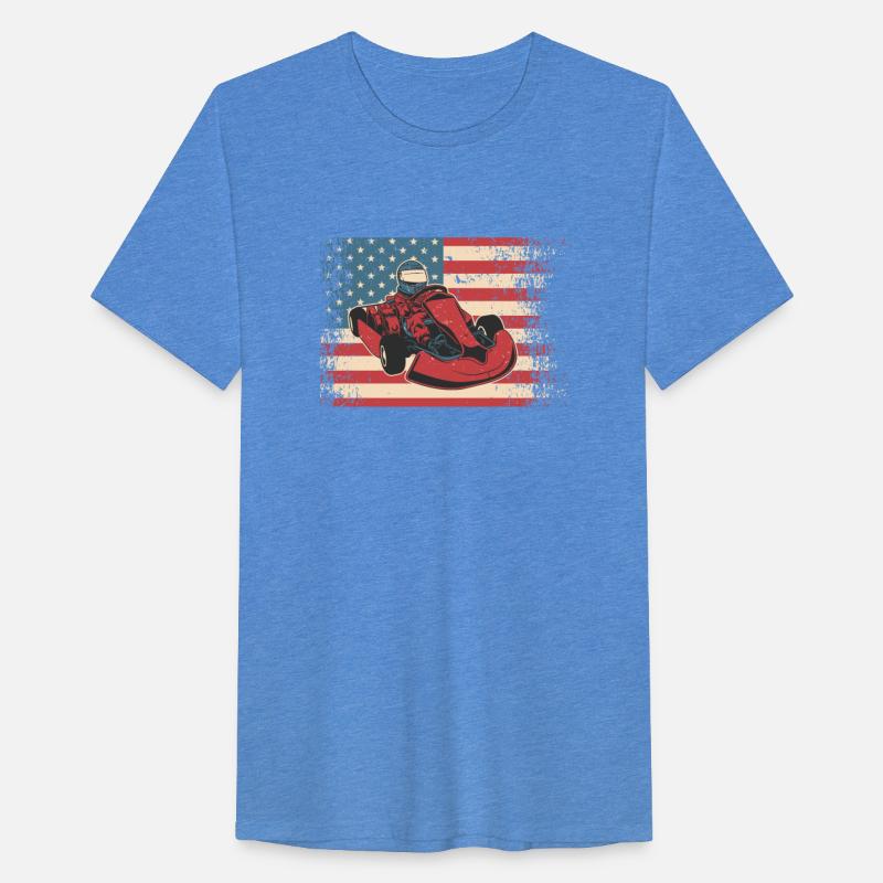 Kart Racing American US Flag | Go Karting Racer