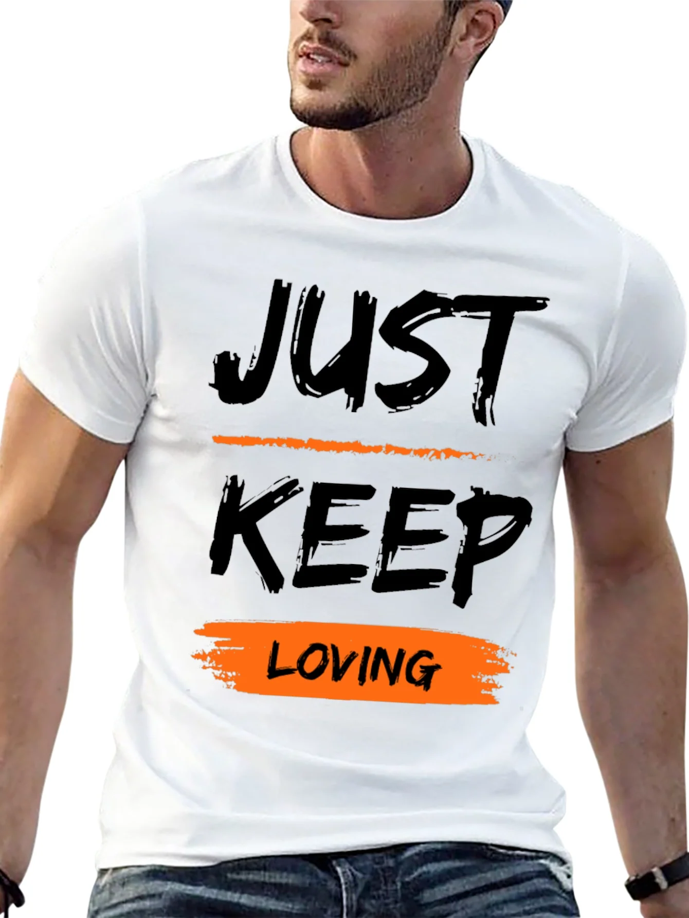 Just Keep Loving Black Graphic T-Shirt