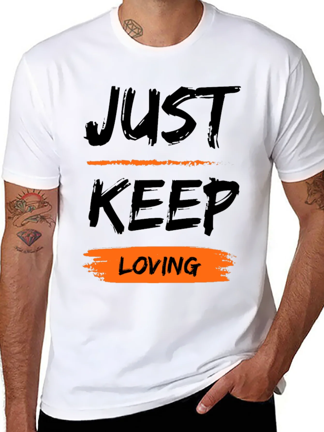 Just Keep Loving Black Graphic T-Shirt