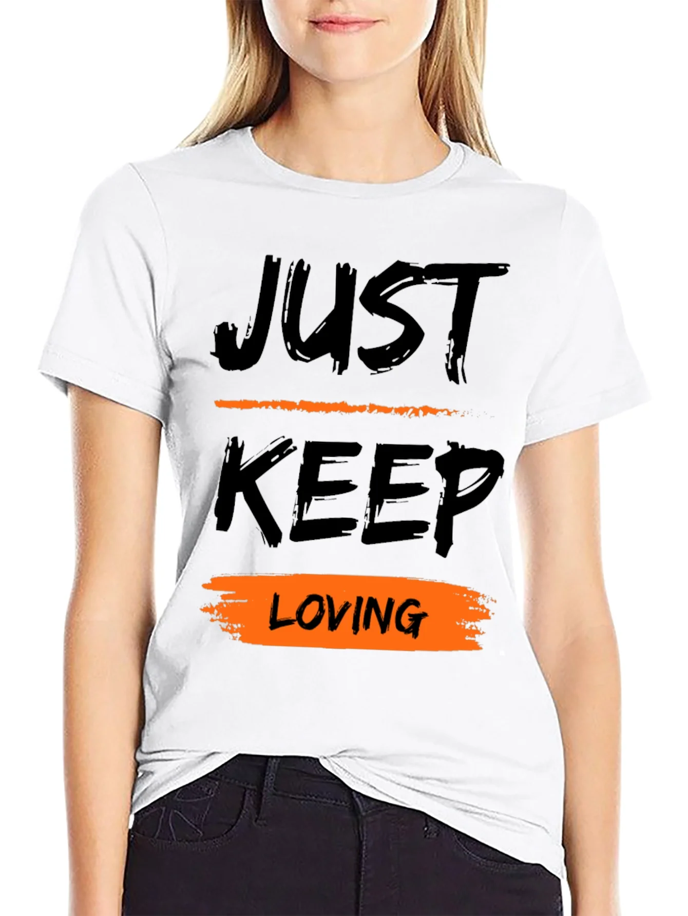 Just Keep Loving Black Graphic T-Shirt
