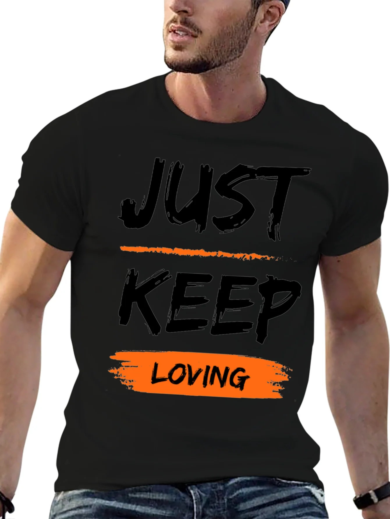 Just Keep Loving Black Graphic T-Shirt
