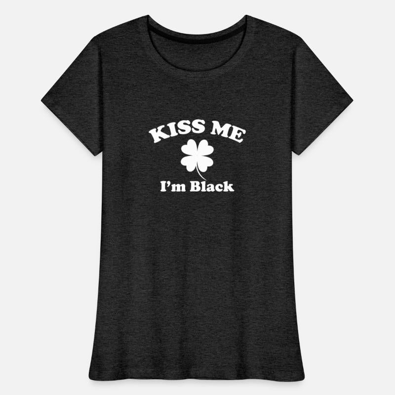 Kiss Me I'm Black Shamrock St Patricks Day Clover
