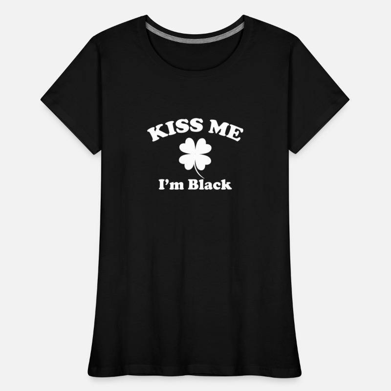 Kiss Me I'm Black Shamrock St Patricks Day Clover
