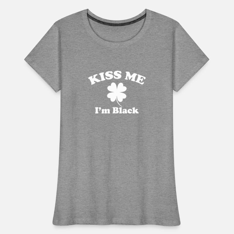 Kiss Me I'm Black Shamrock St Patricks Day Clover