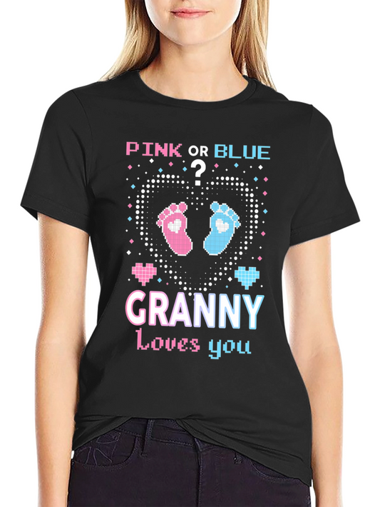Pink or Blue Granny Loves You Gender Reveal T-Shirt