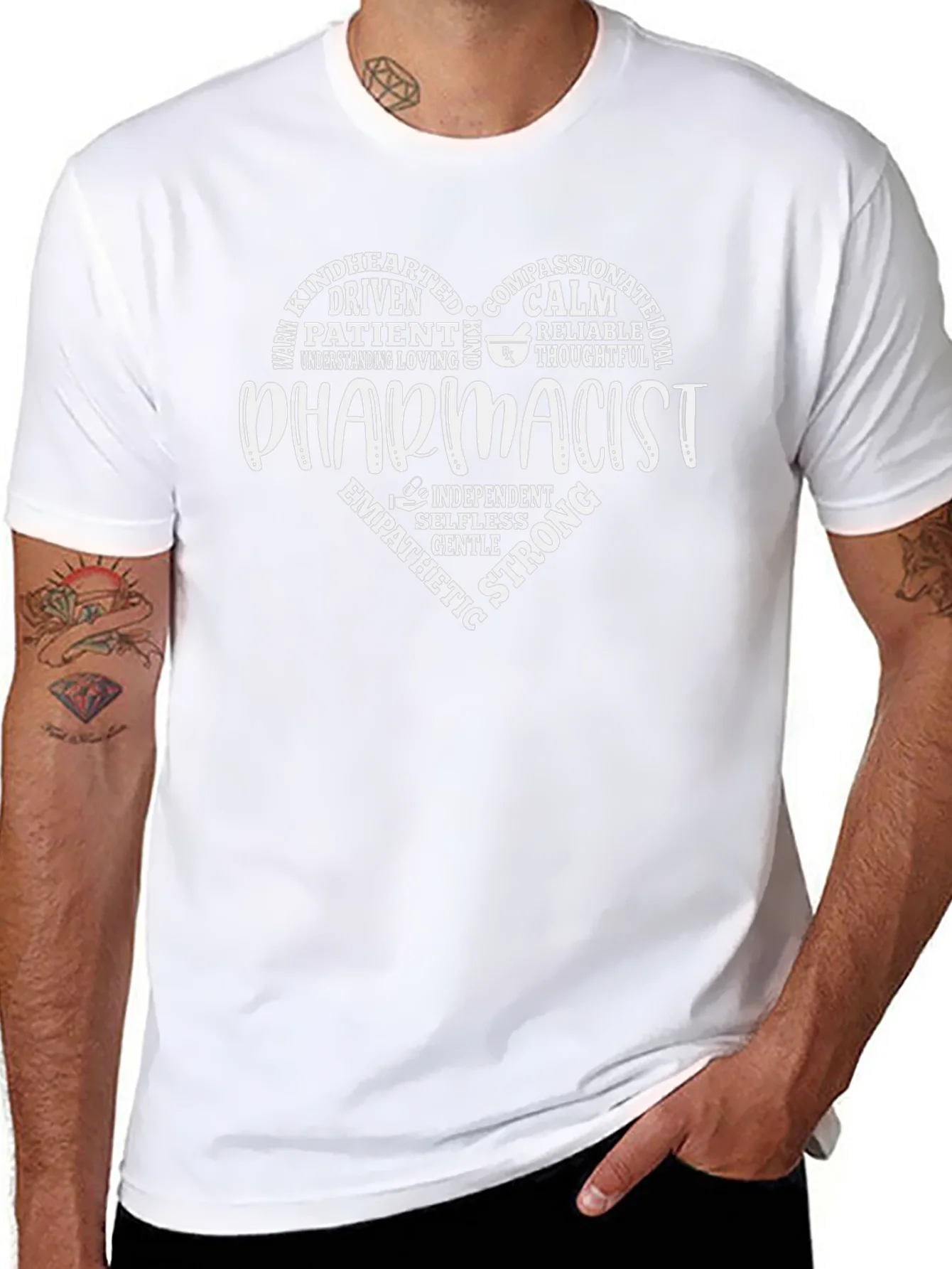 Pharmacist Heart Word Art Graphic T-Shirt