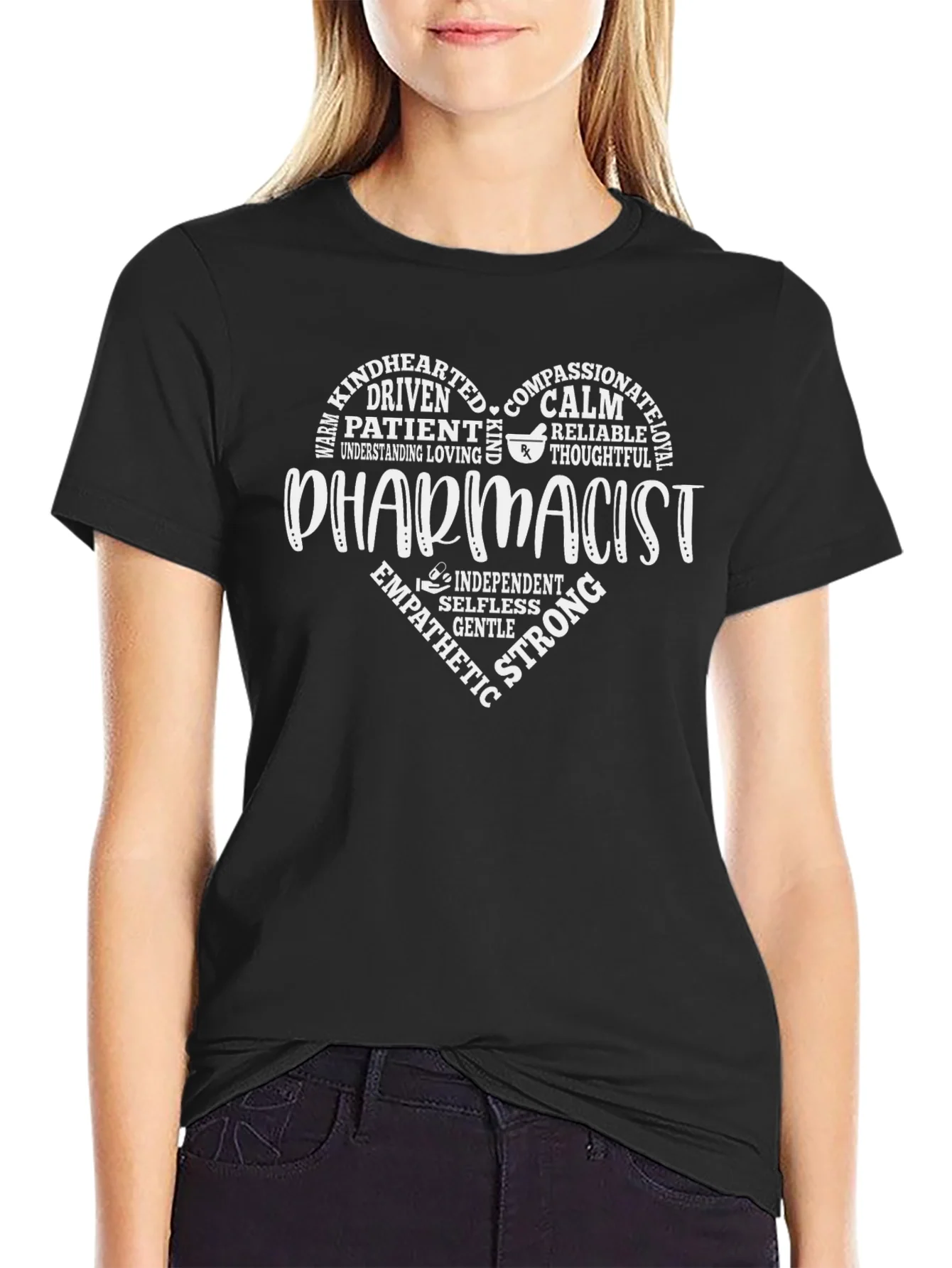 Pharmacist Heart Word Art Graphic T-Shirt