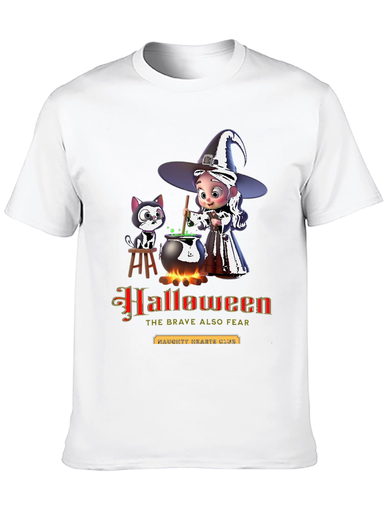 Halloween Witch & Cat Graphic Tee