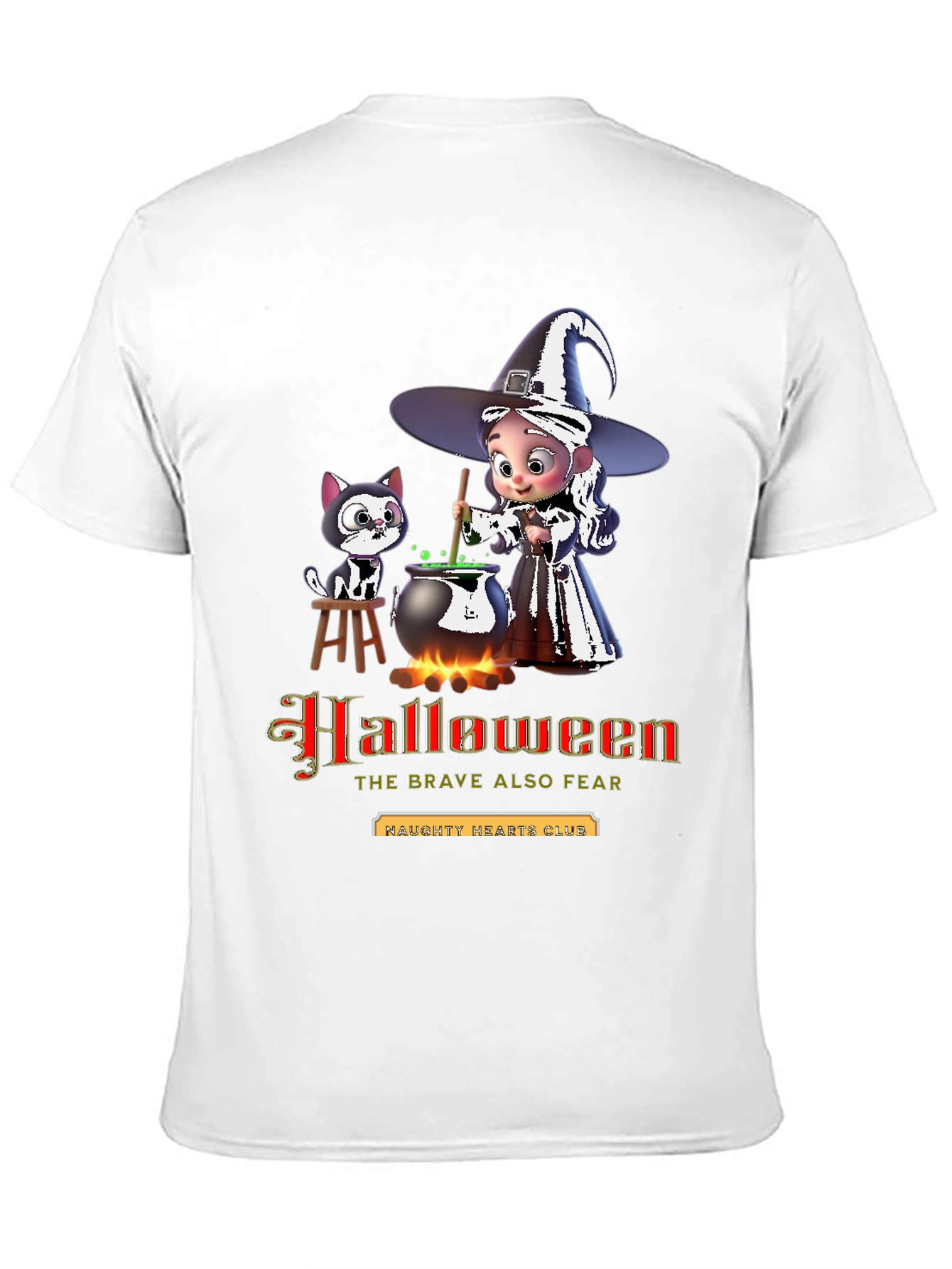 Halloween Witch & Cat Graphic Tee