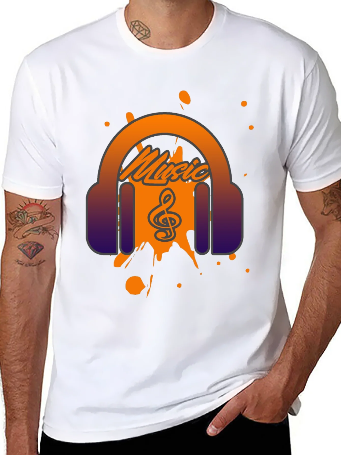 Music Headphone Graphic Print Mens T-Shirt