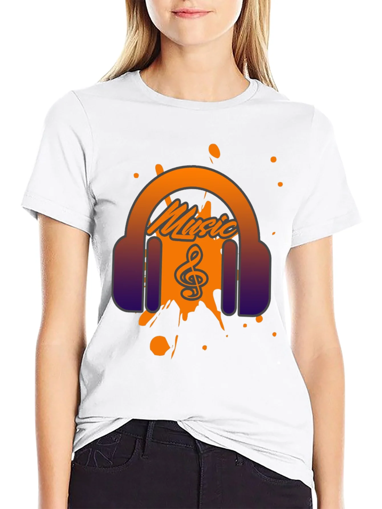 Music Headphone Graphic Print Mens T-Shirt