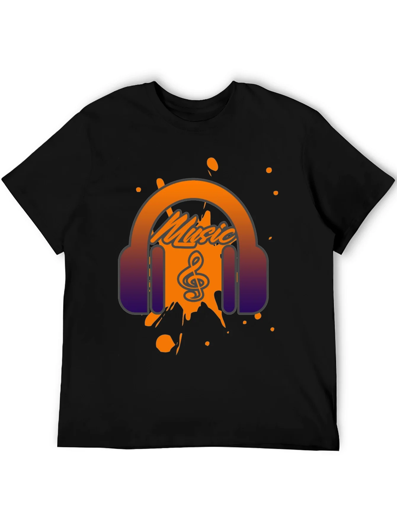 Music Headphone Graphic Print Mens T-Shirt