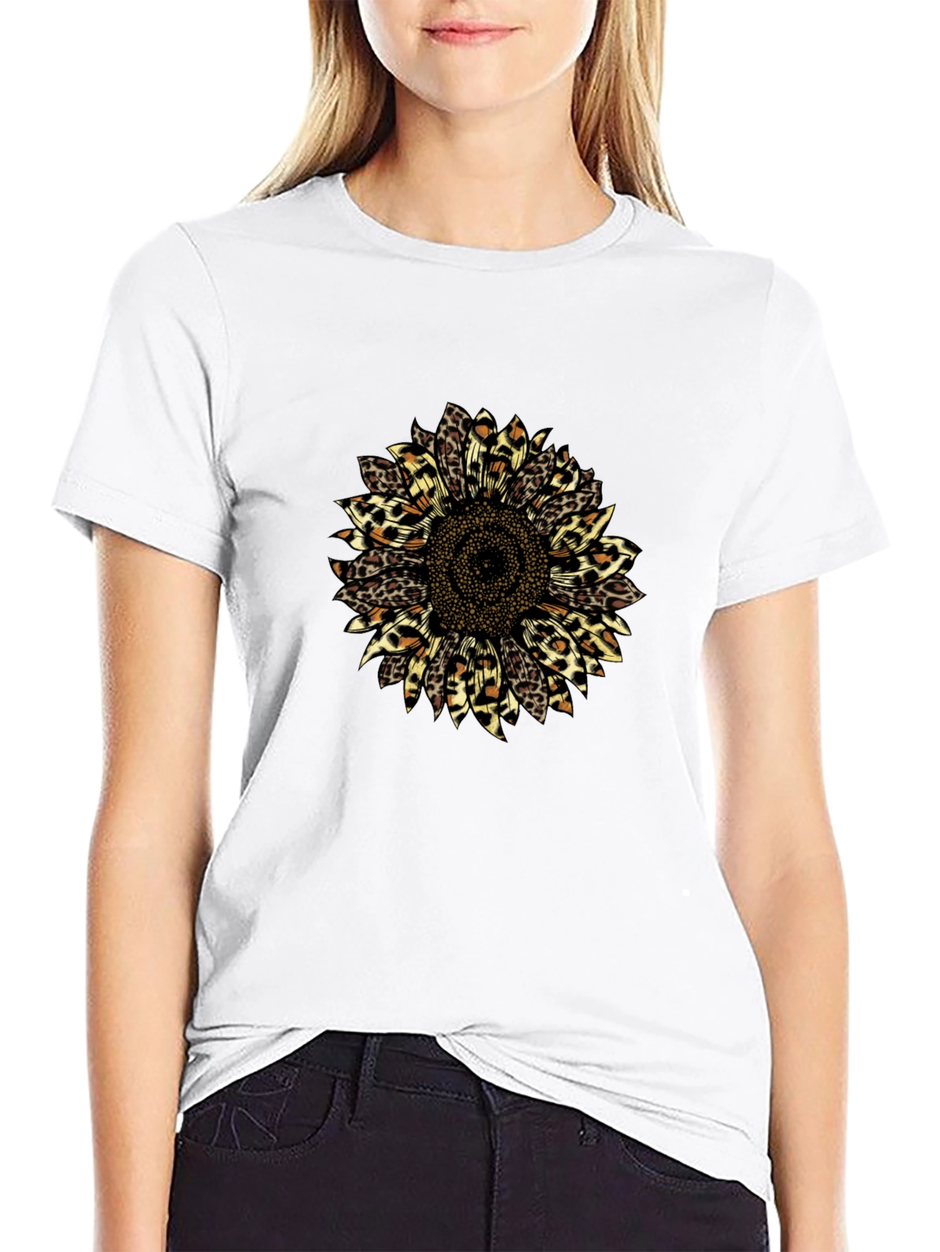 Leopard Sunflower Graphic T-Shirt