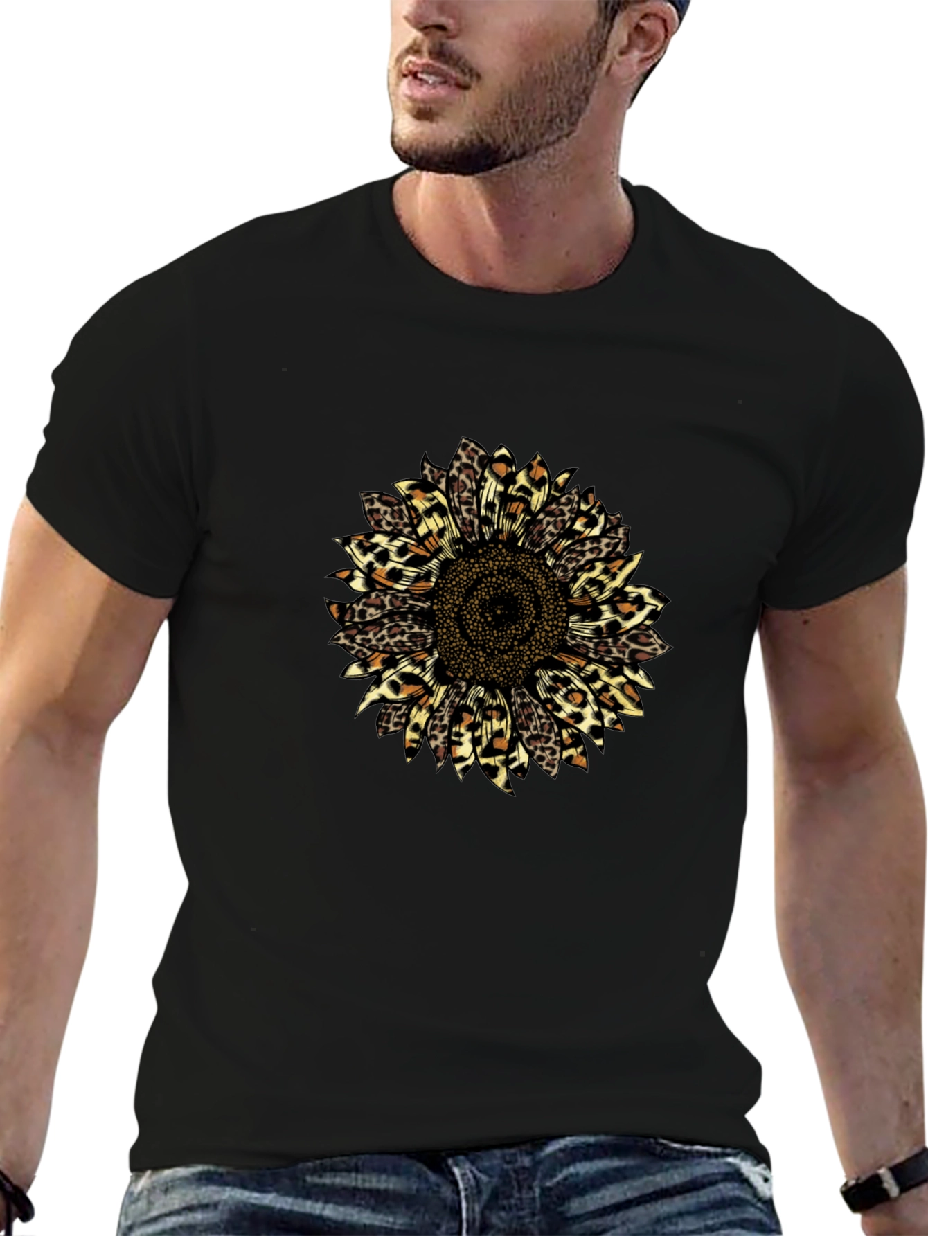 Leopard Sunflower Graphic T-Shirt