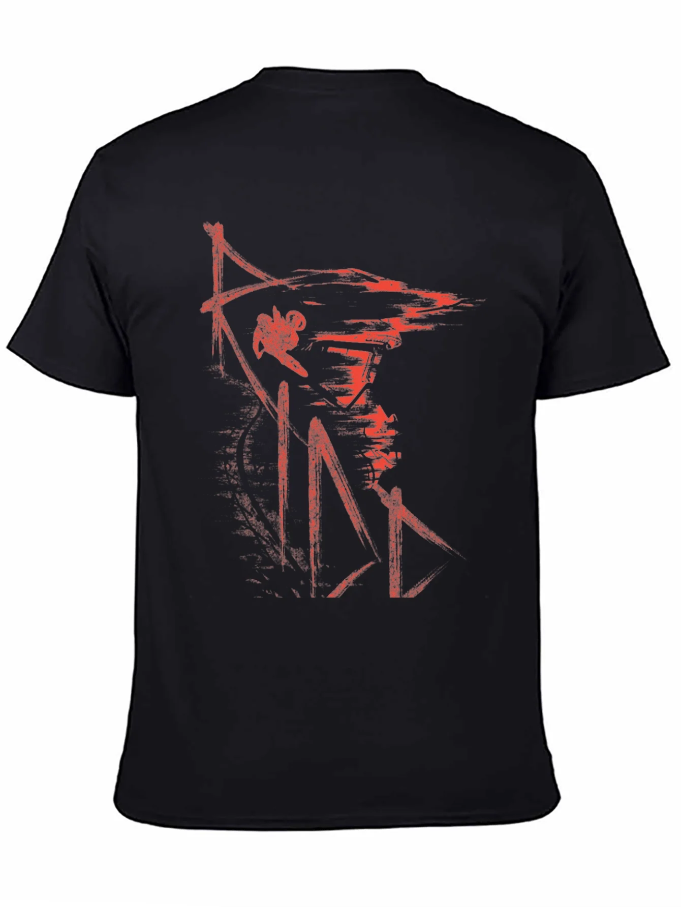 Mens Black Graphic Tee - Red Samurai Design