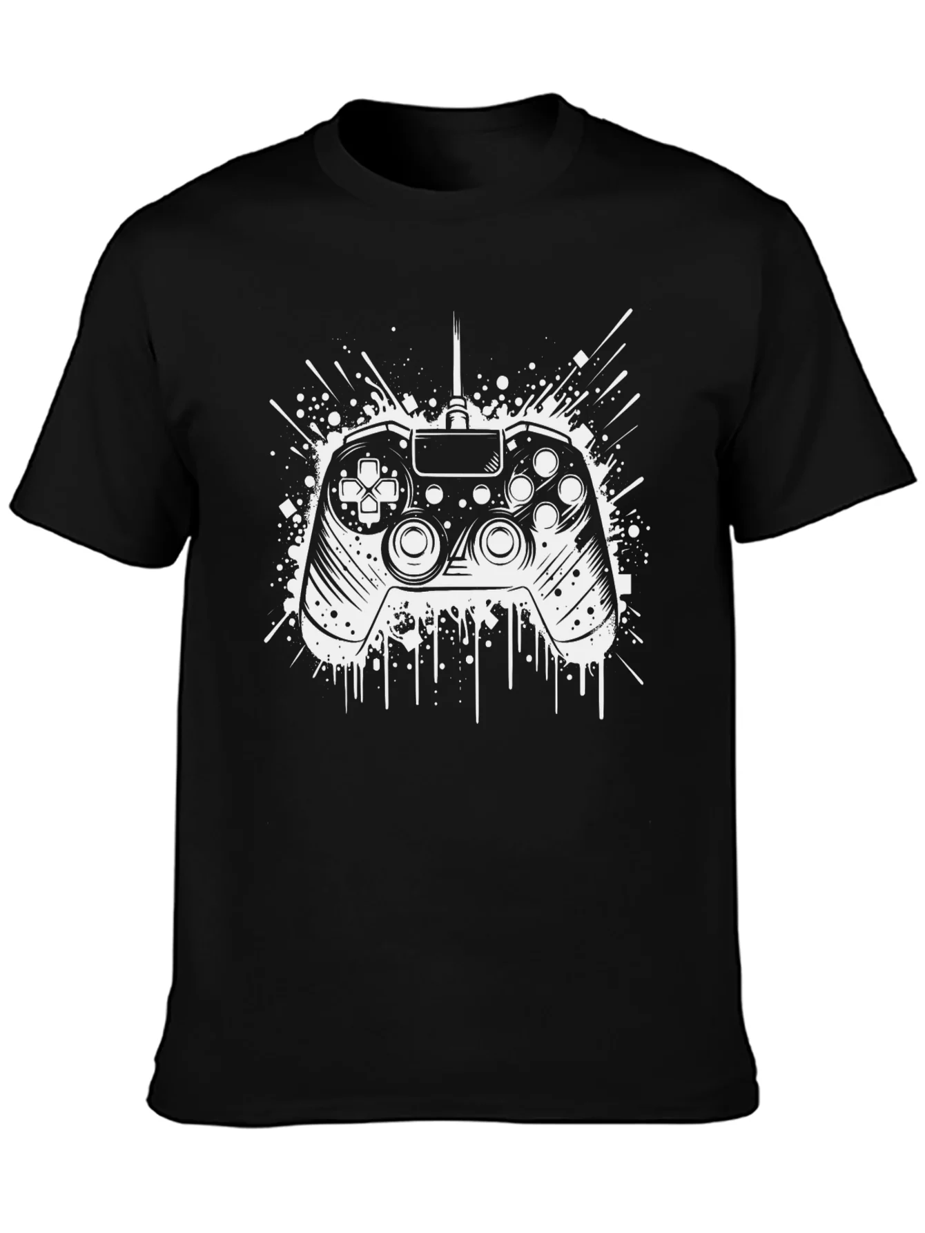 Gamer Controller Graphic Tee - Black Cotton Blend
