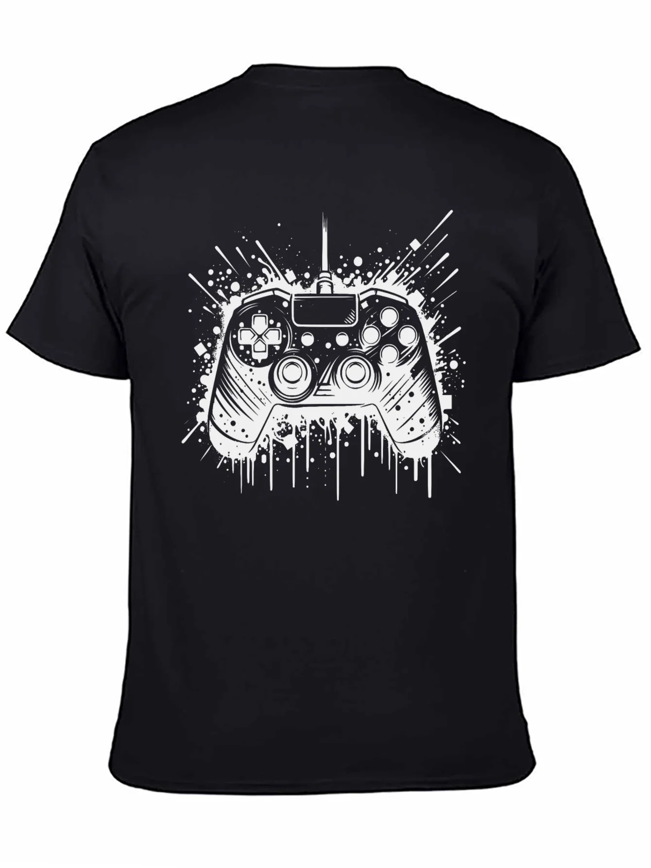 Gamer Controller Graphic Tee - Black Cotton Blend
