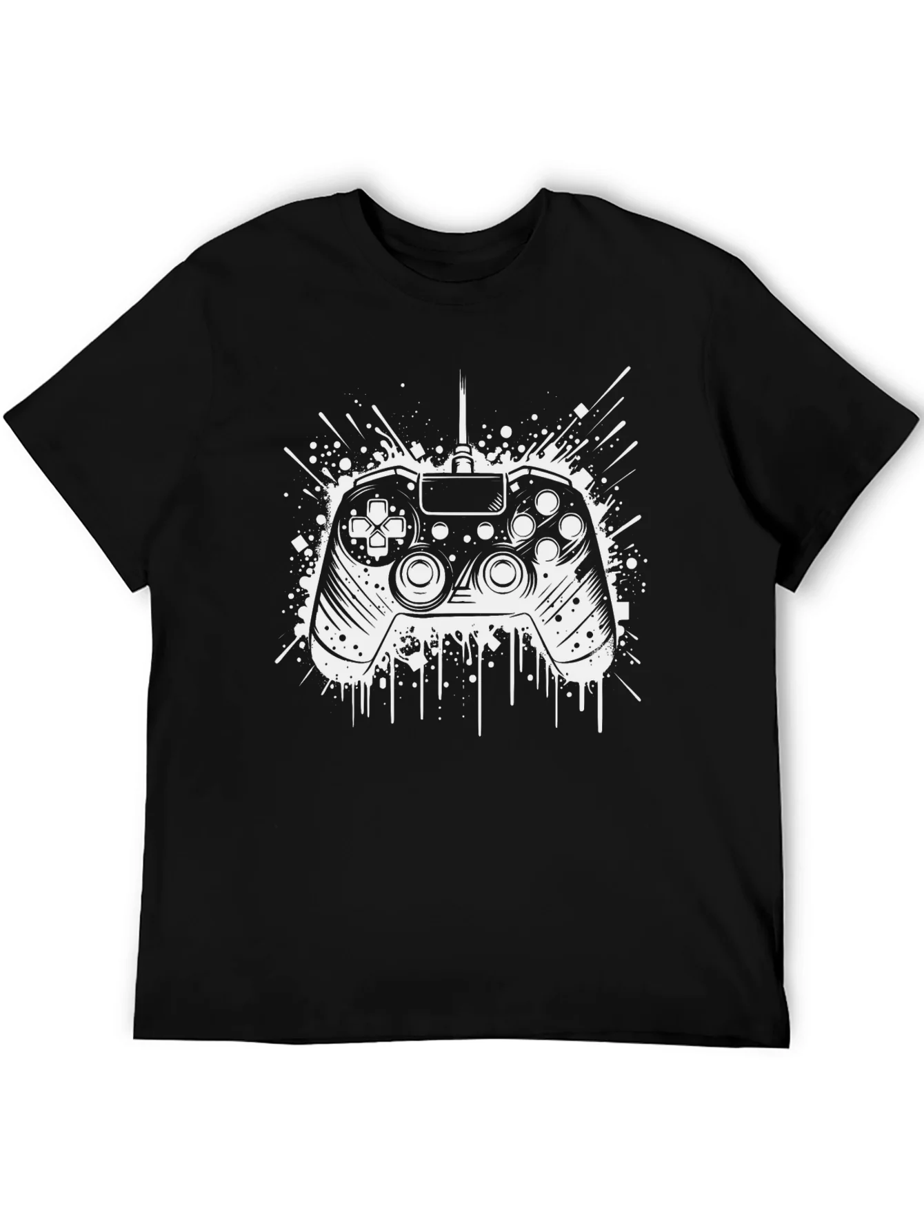 Gamer Controller Graphic Tee - Black Cotton Blend