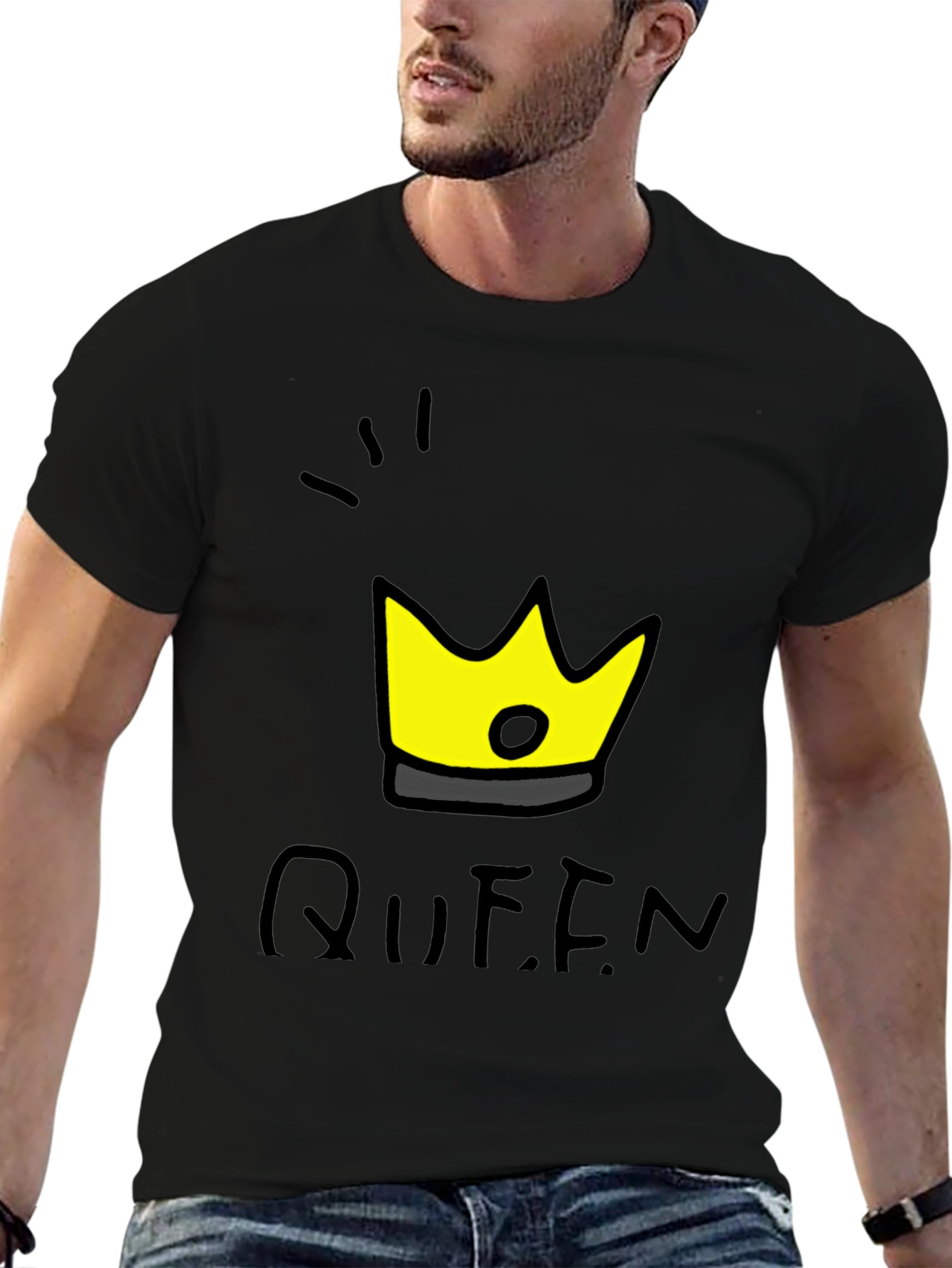Queen Crown Graphic T-Shirt - Trendy Black Tee