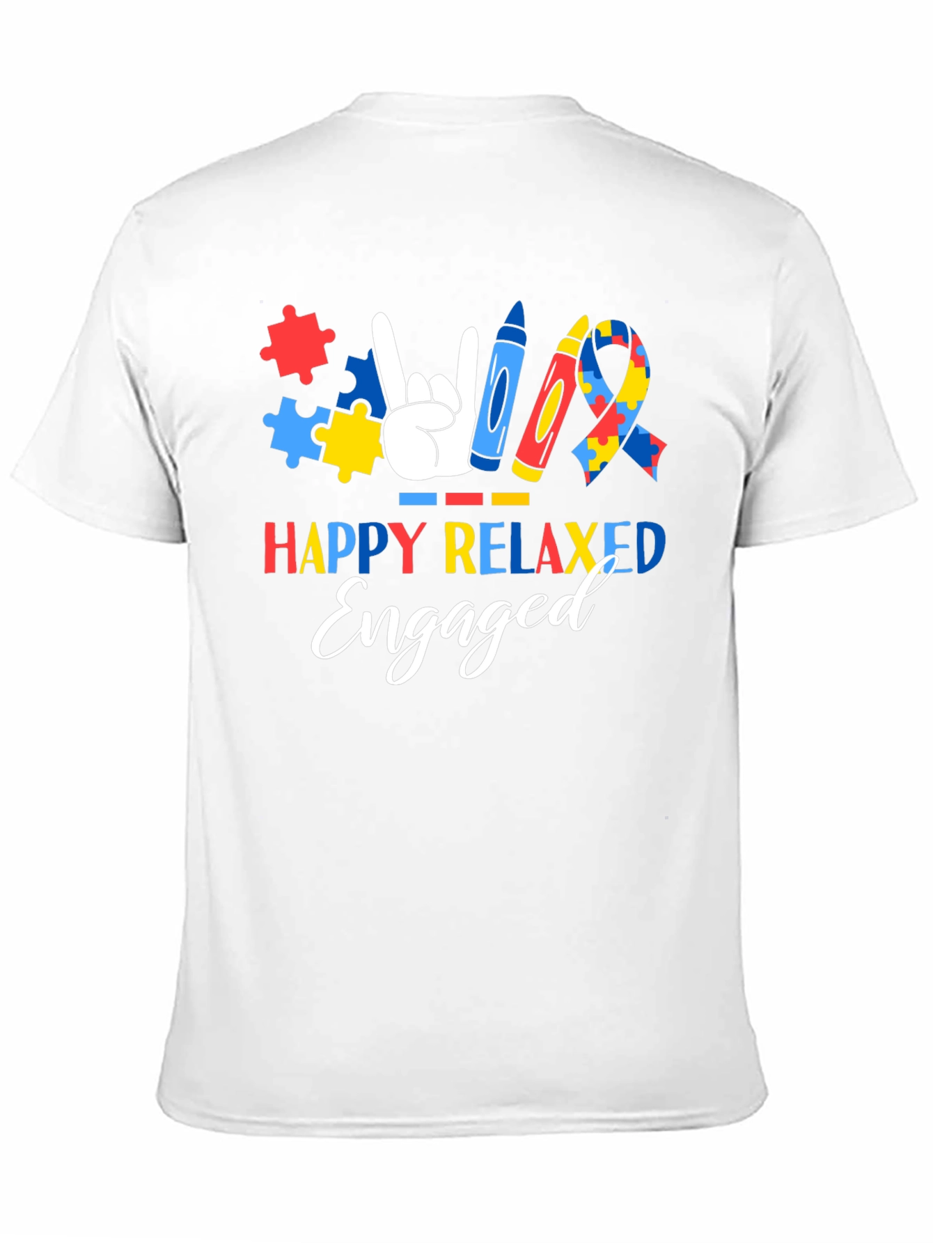 Autism Awareness T-Shirt: Happy Relaxed Engaged Tee
