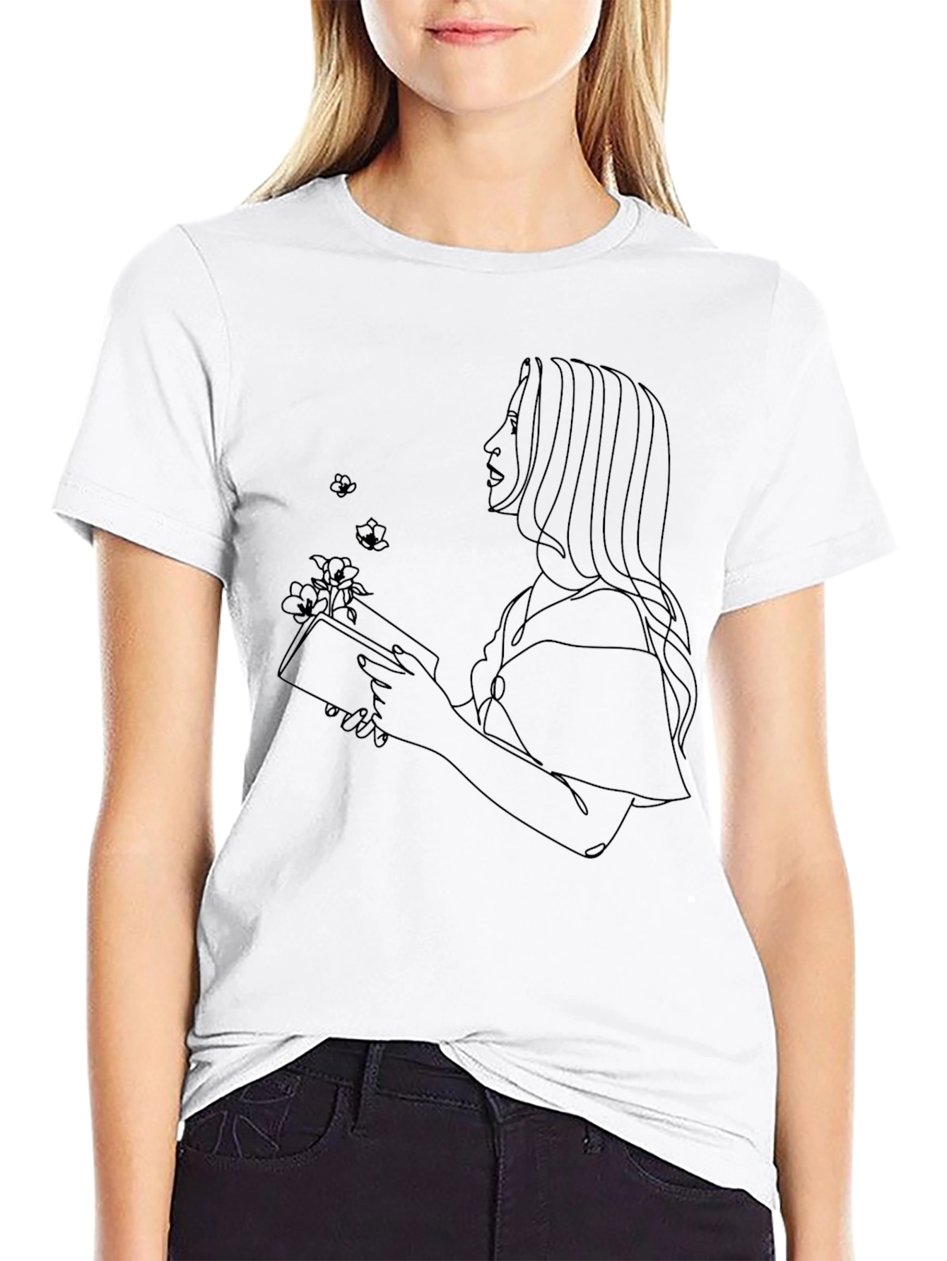 Abstract Reader Graphic Tee - Stylish Black Shirt