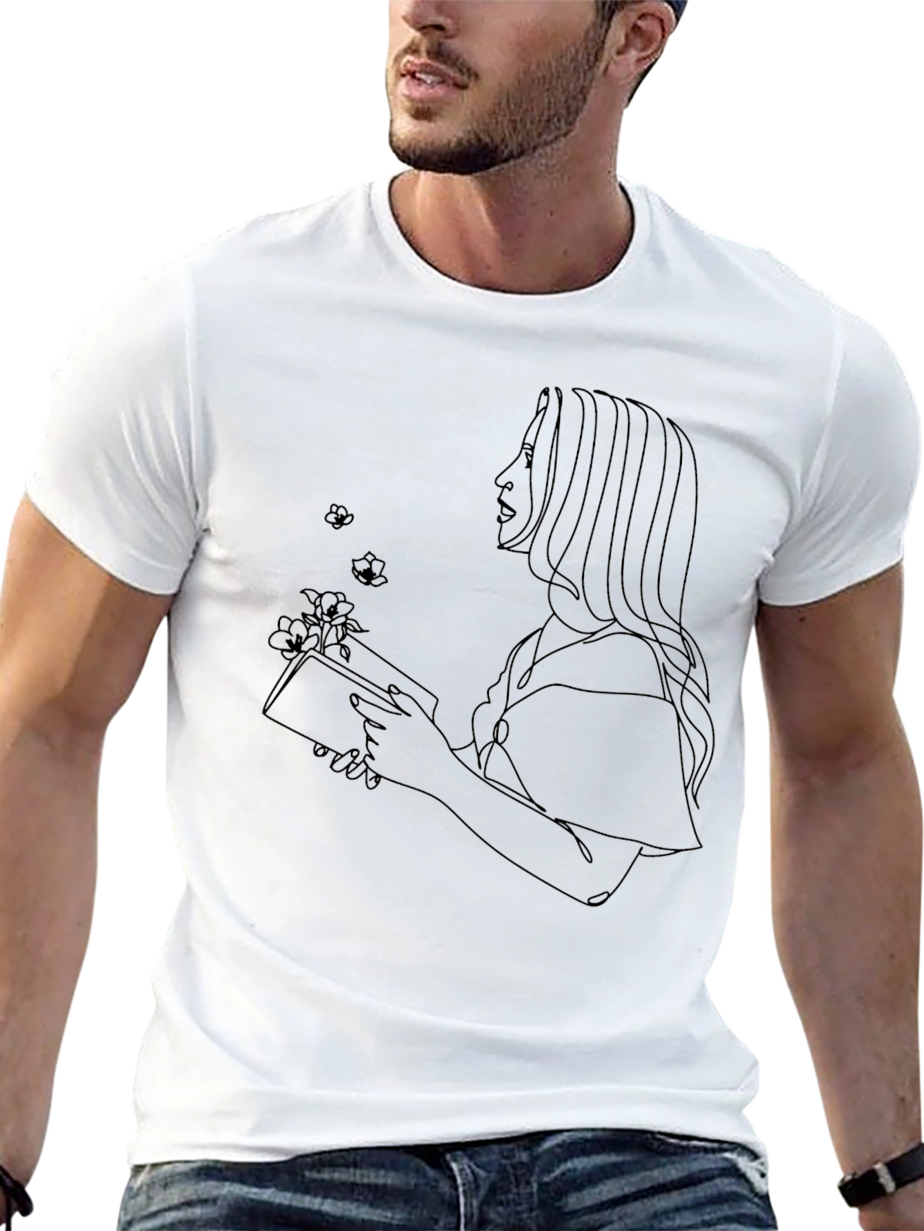 Abstract Reader Graphic Tee - Stylish Black Shirt