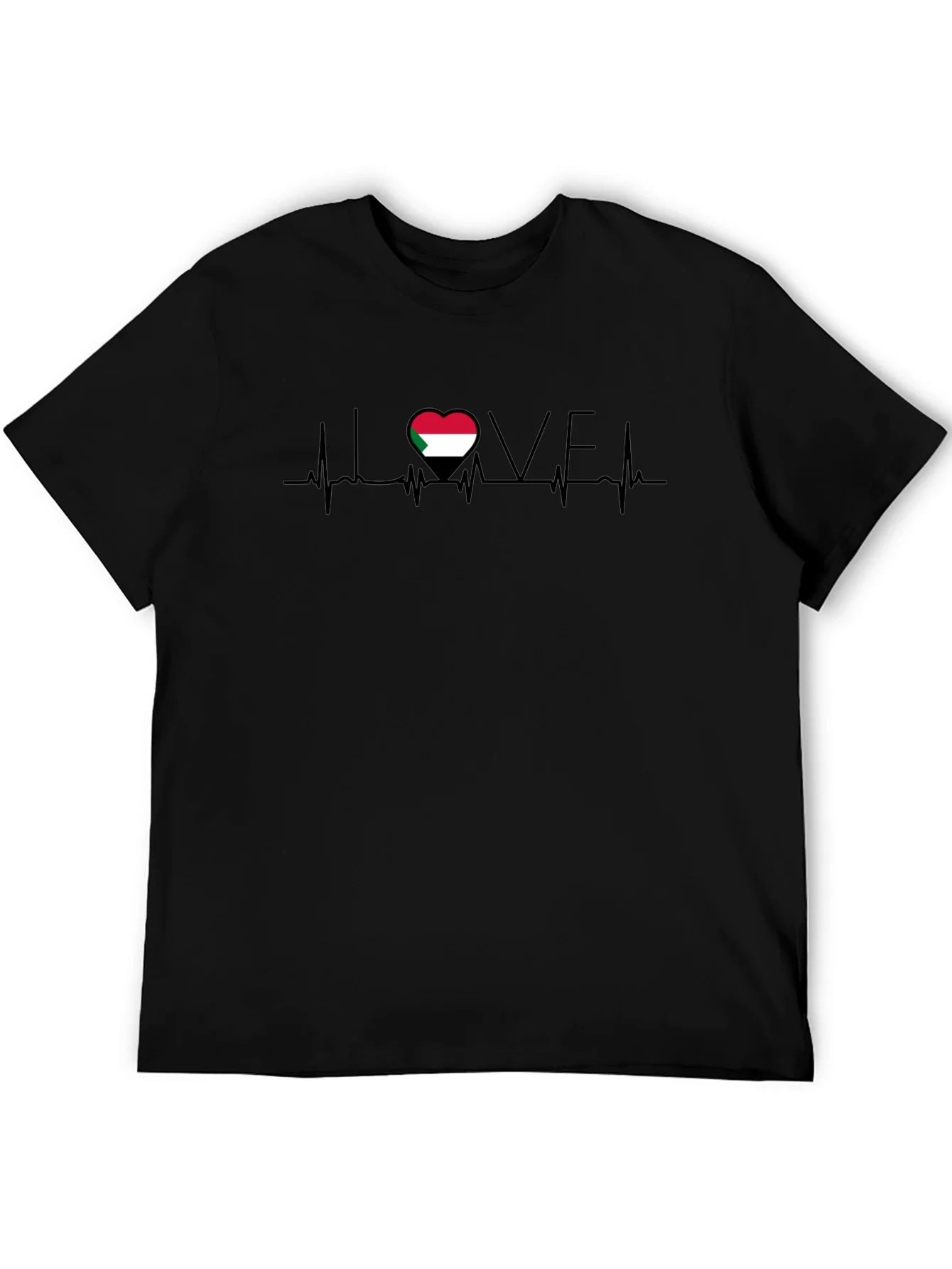 Sudan Love Heartbeat Black T-Shirt