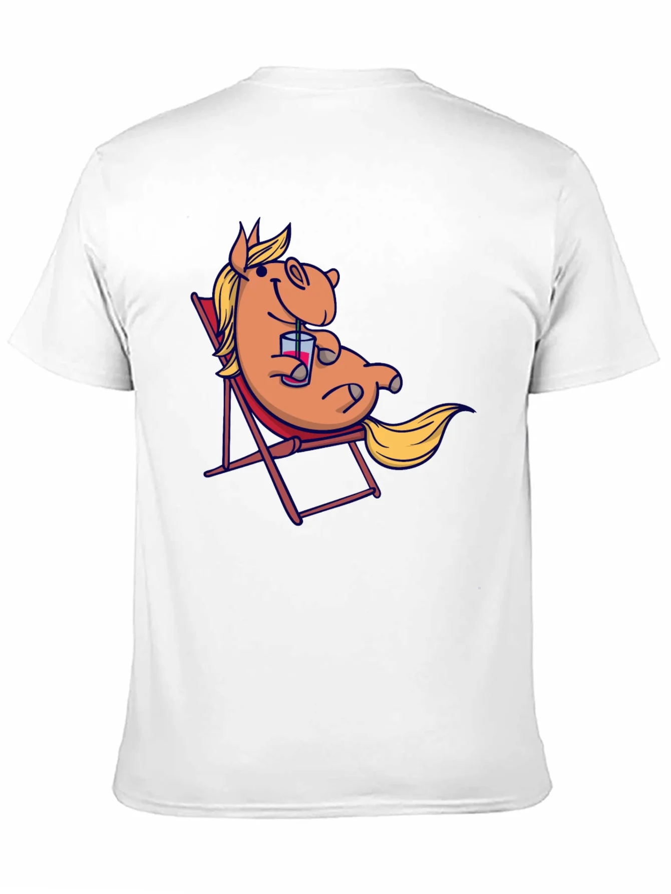 Relaxed Cartoon Horse T-Shirt - Black Cotton Tee