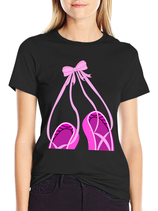 Ballet Shoes Graphic T-Shirt - Pink Bow and Slippers