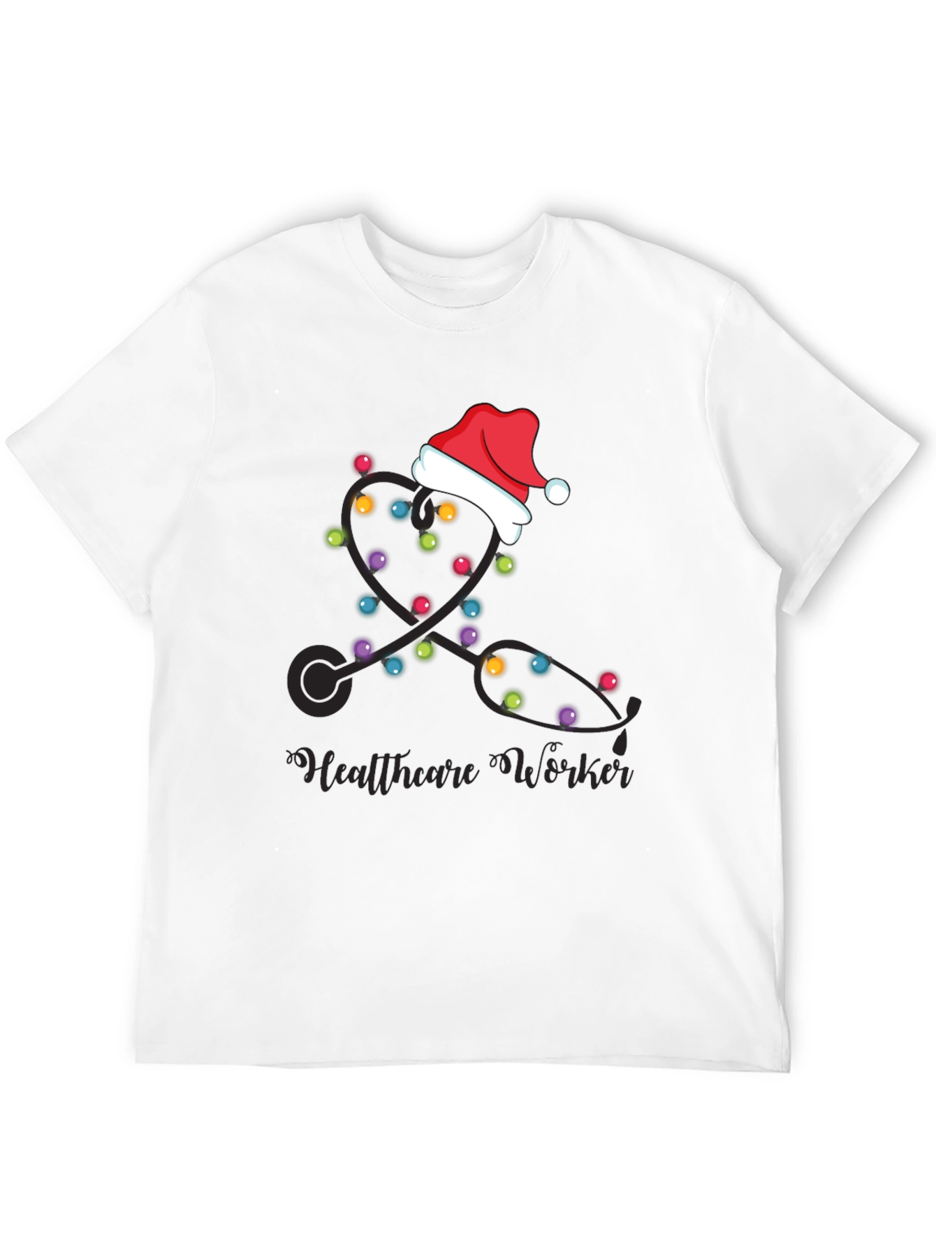 Healthcare Worker Christmas Lights Stethoscope T-Shirt