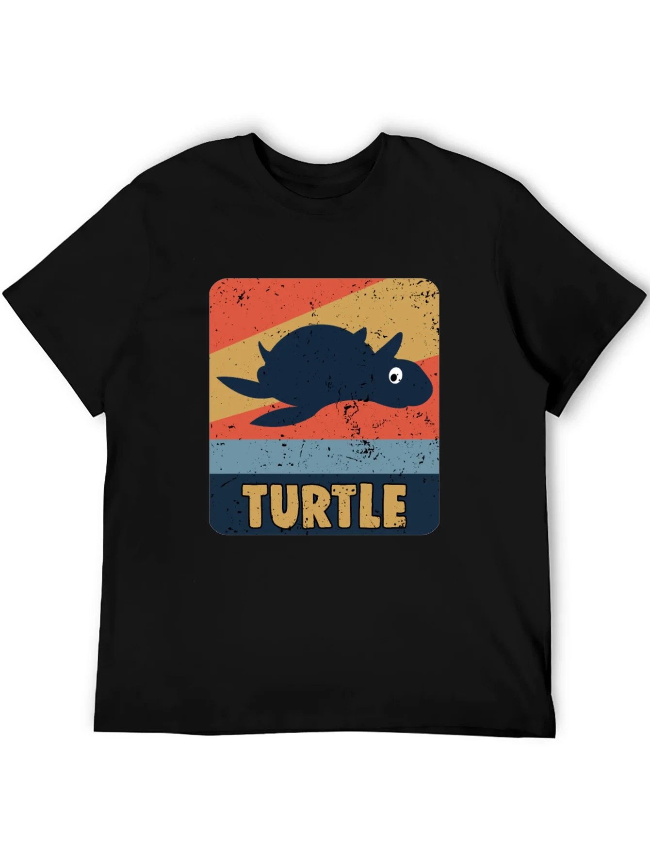 Retro Turtle Graphic Tee - Novelty Animal T-Shirt