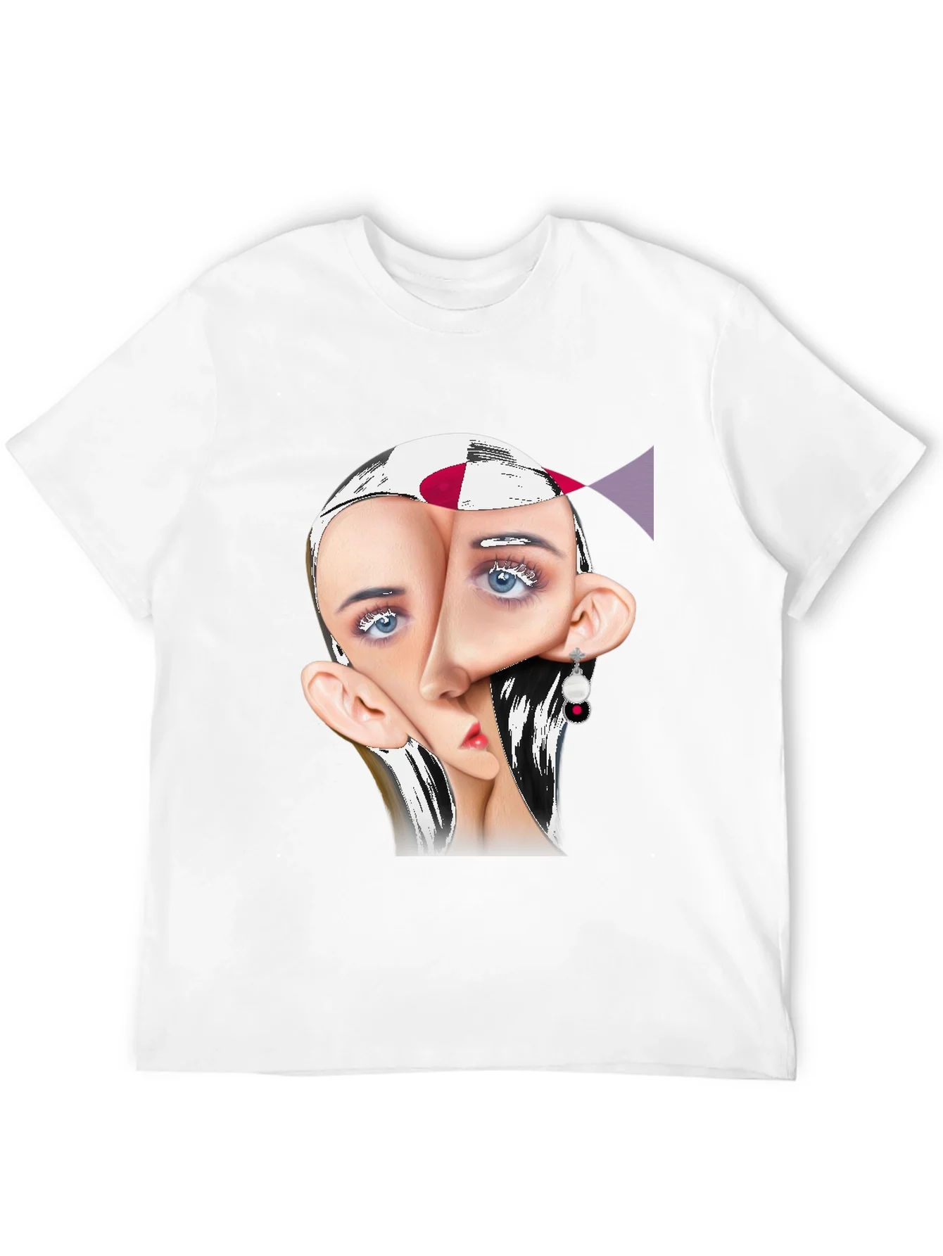 Surreal Face Graphic Print Black Tee